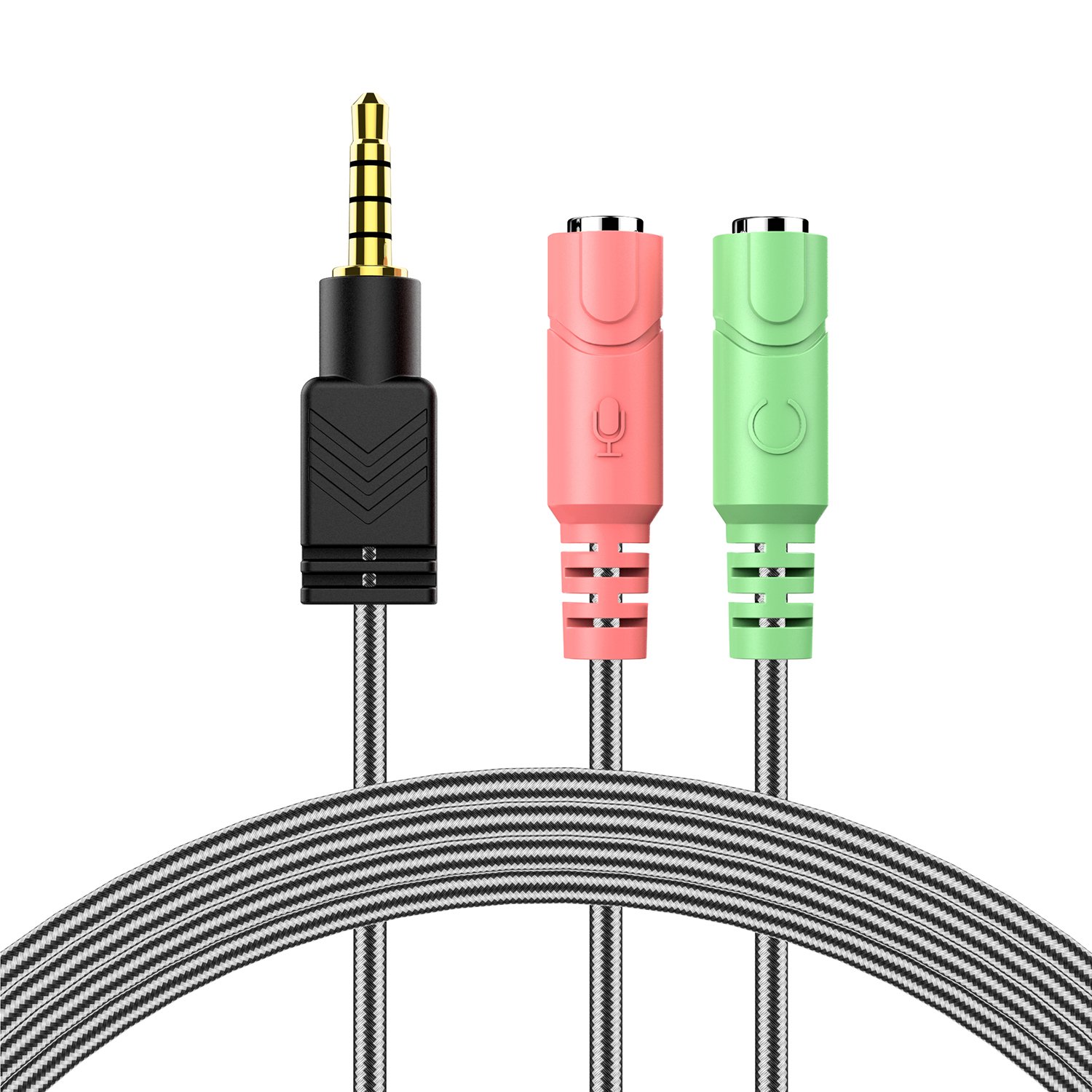 Cavo Adattatore Splitter Audio 3.5 Mm Rosso E Verde - Da Maschio A 2 Femmine Per Cuffia E Microfono - Per PC, Smartphone E Console
