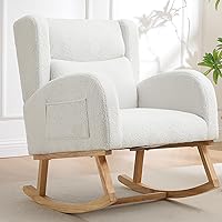Vista 13 de Mecedoras para guardería, mecedoras tapizadas, mecedoras deslizantes para sala de estar, dormitorio, cómoda silla mecedora de lino con respaldo
