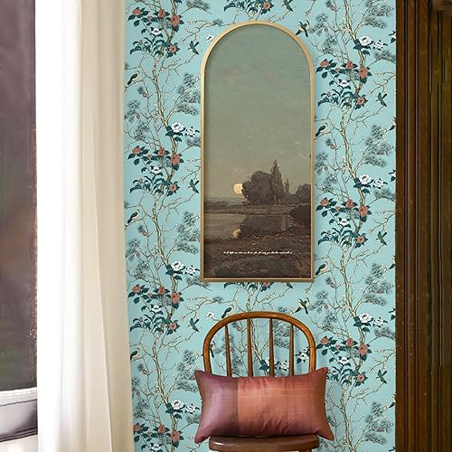 Miniatura 2 de EeeComing Papel tapiz autoadhesivo para despegar y pegar, vintage, extraíble, papel de contacto con pájaros, 16.1 x 393.7 pulgadas, autoadhesivo