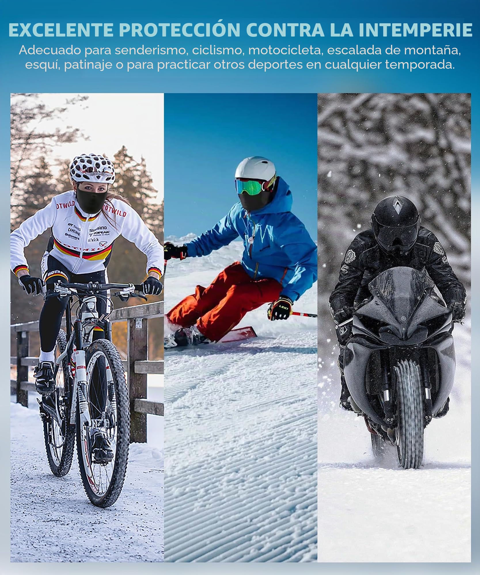 Flaconi Pasamontañas Moto, Balaclava Moto Invierno, Adecuado para Ciclomotores, Motocicletas, Ciclismo
