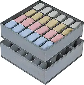 Colméia Organizadora de Gaveta com 24 Divisórias Kit 2 Unidades – Organizador de Roupa Íntima, Meias e Cuecas para Guarda-Roupa, TNT Impermeável Dobrável Premium