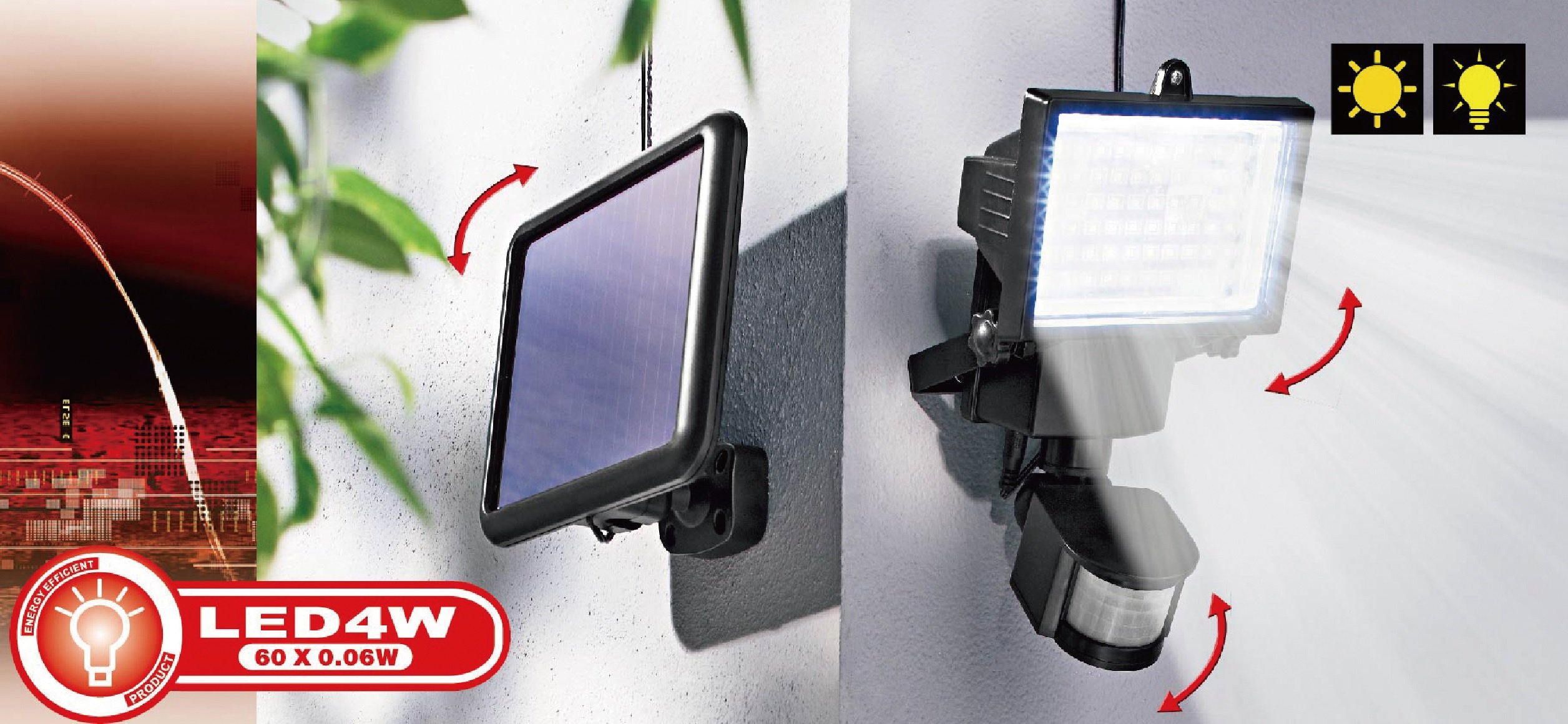 Trango 2er Pack LED Solar Strahler I Solar Wandleuchte I Solar Fluter SOL-YF60*2 mit Bewegungsmelder I Solar Außenleuchte I Solarlampen mit Bewegungsmelder