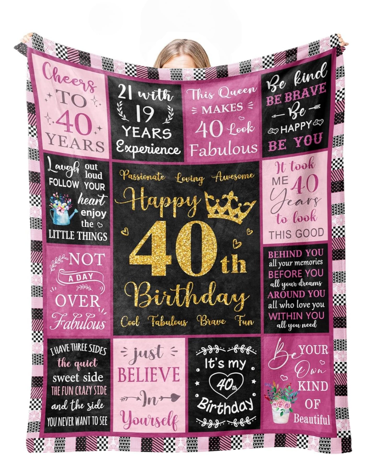 Couverture cadeau de 40e anniversaire pour femme | Idée souvenir 40 ans