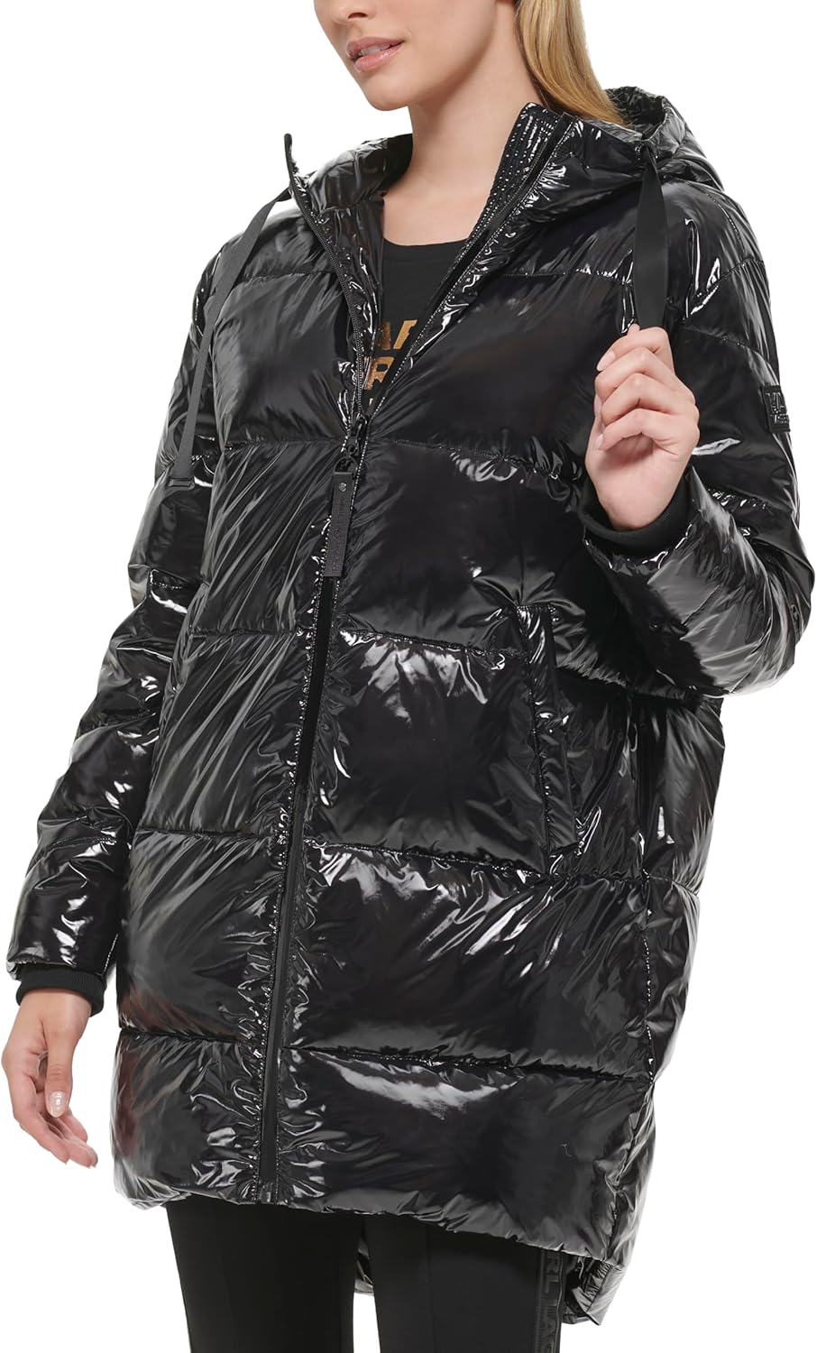 KARL LAGERFELD Women's Chevron Quilted Short Puffer - Image 3