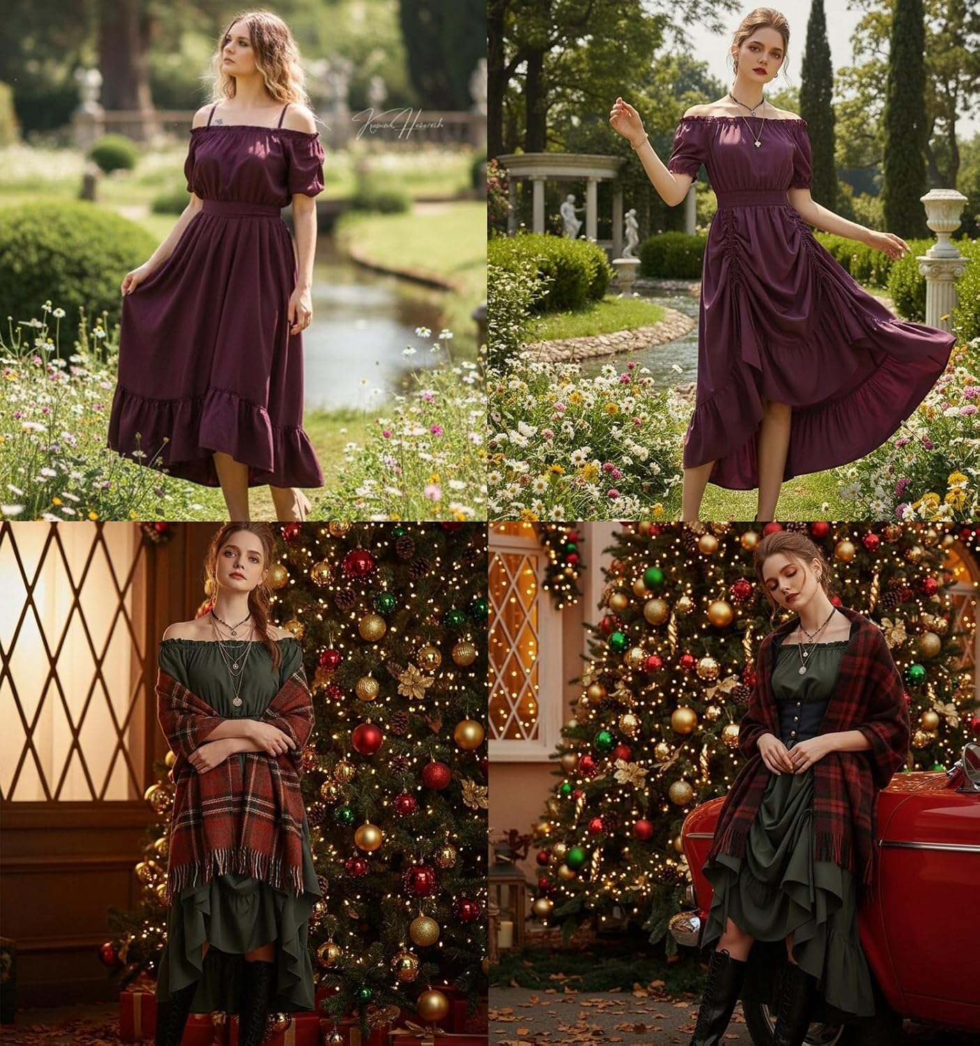 SCARLET DARKNESS Renaissance Costume Women Steampunk Corset Dress Medieval Ren Faire Dress - Image 4