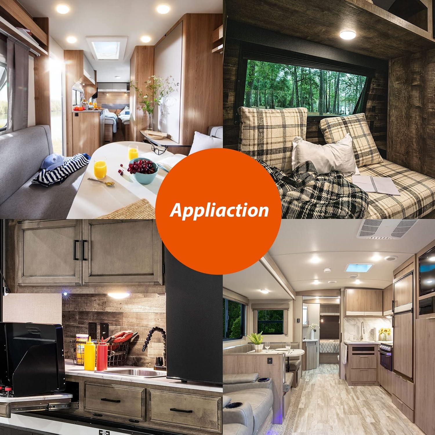 Dream lighting LED 12volt 4.5inch Recessed Mount Ceiling Light with Springs, Interior Down Light for RV Trailer Boat Cabin—Bright Warm White, 3500K, 350lm, Pack of 6