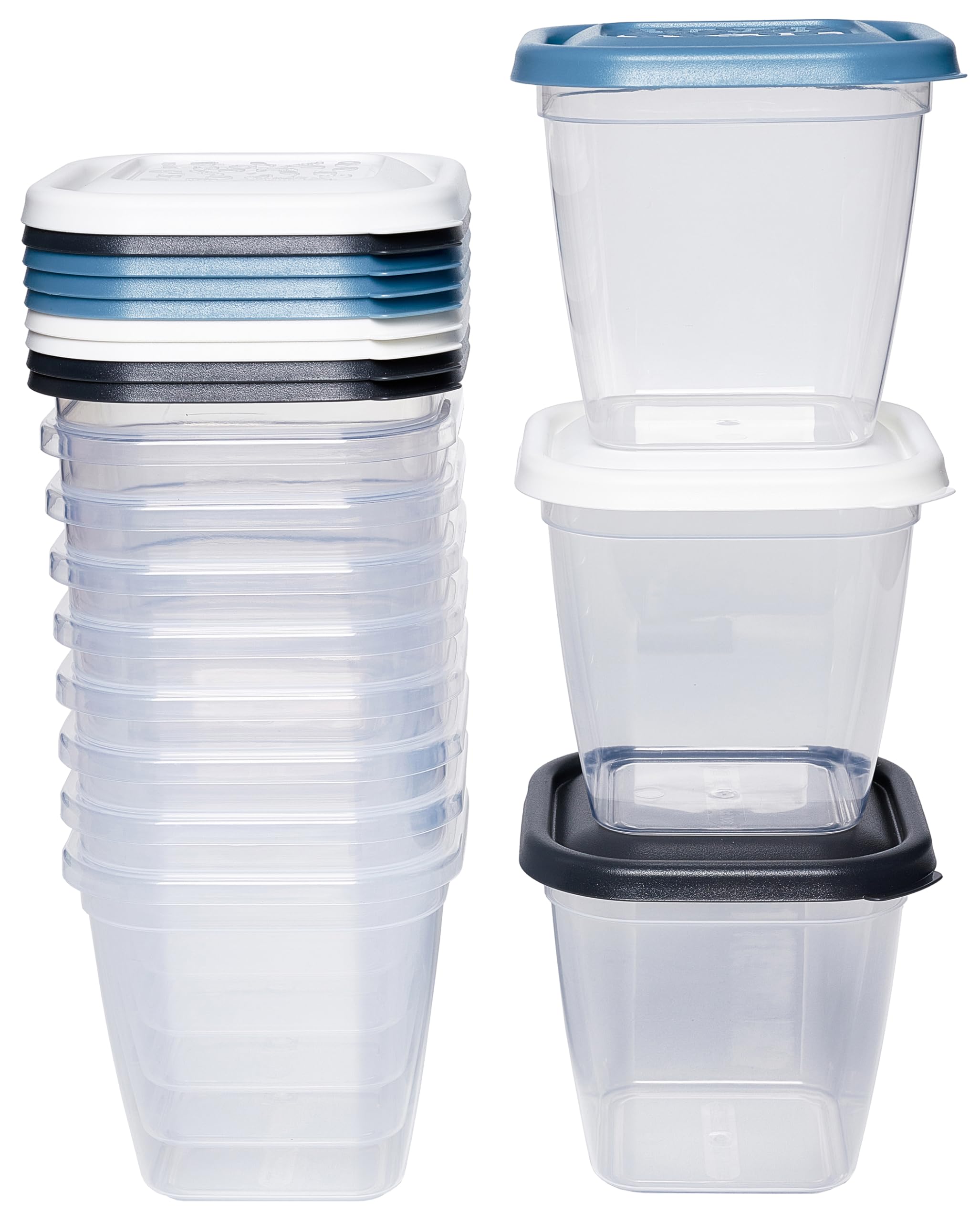 Kigima Gefrierdosen 12x0,55L quadratisch Bunt – Elegante Vorratsdosen mit Deckel luftdicht – Transparente Frischhaltedosen mit Deckel – Aufbewahrungsbox Küche für Mealprep & Organisation – Made in EU Küche, Haushalt & Wohnen