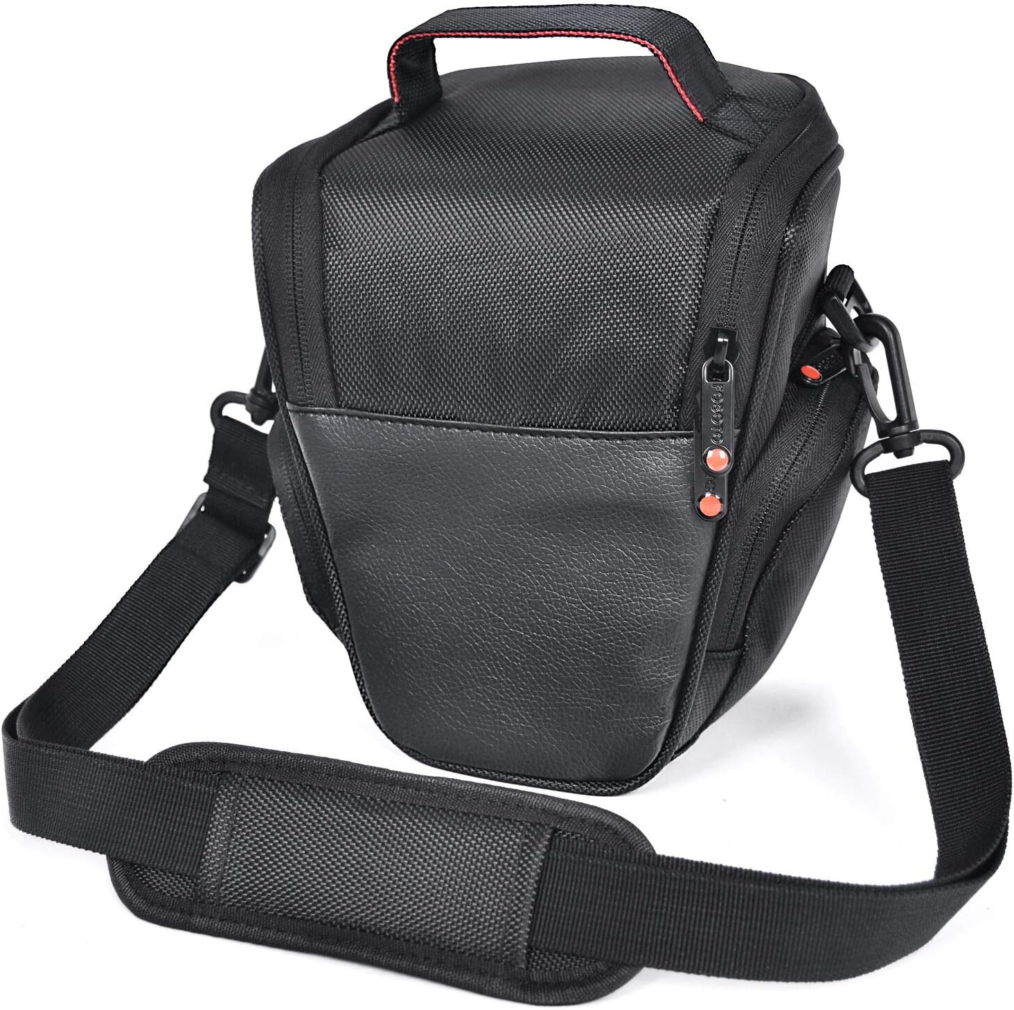 FOSOTO DSLR Camera Case Nylon Holster Bag Compatible for Nikon D3300 D3400 D3500 D5300 D5600 B700,Canon EOS Rebel XT XTi T6 T5i T3i SL2 1300D,Pentax,Sony Olympus and More - Black