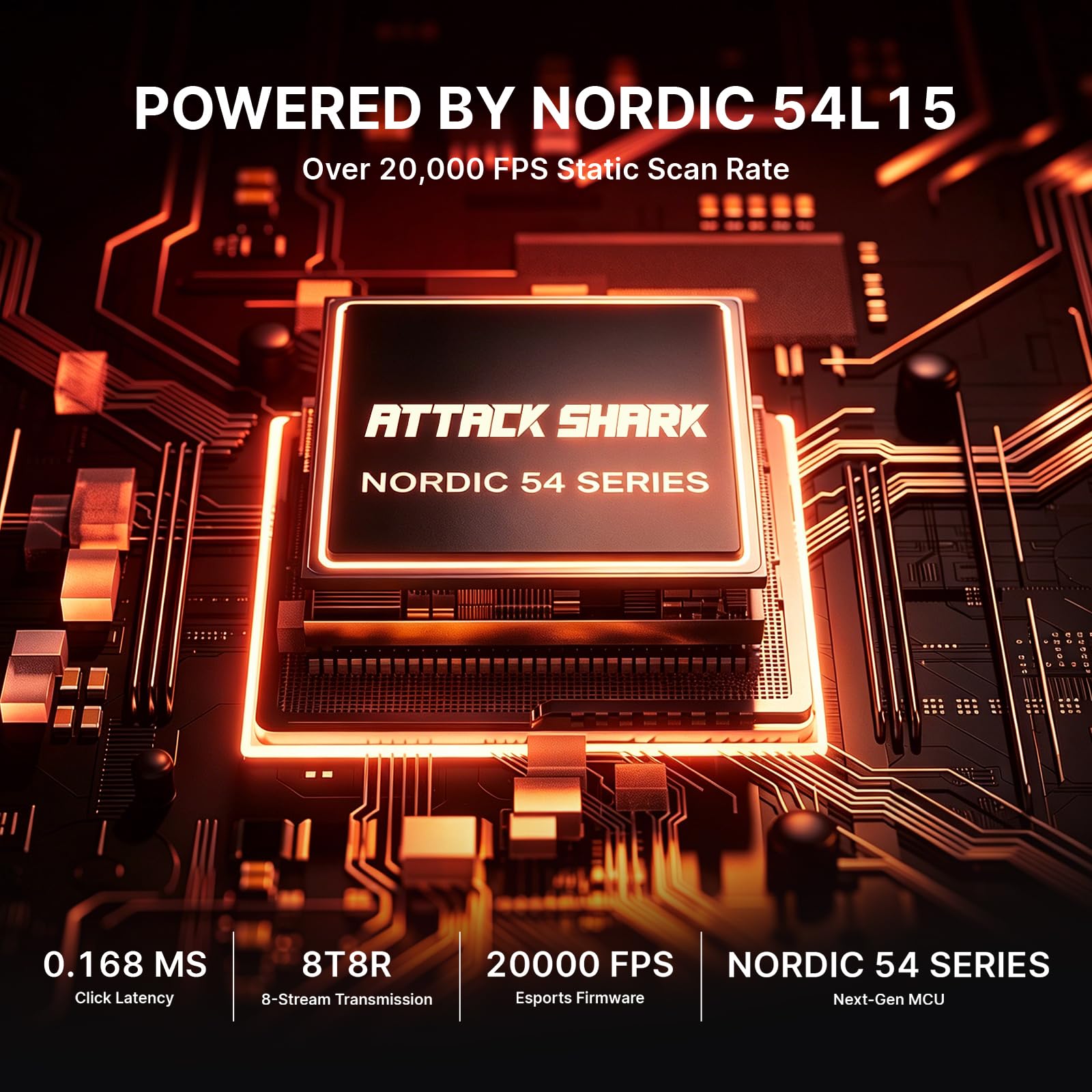 ATTACK SHARK RS3 Ultra Ratón Gaming Inalámbrico, Sensor PAW3955MAX, Chip Nordic 54L15, Fibra de Carbono, 8K Hz Polling, 52K dpi, Ultraligero 63g, BT/2.4G/Cable, Ratón Ergonómico para Esports, Rojo