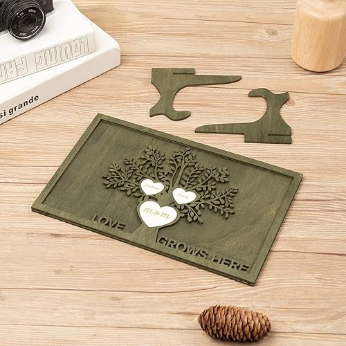 Miniatura 4 de Regalos para mamá, marco de árbol genealógico, letrero familiar personalizado, placas de madera, recuerdo, adornos de genealogía, decoración del día