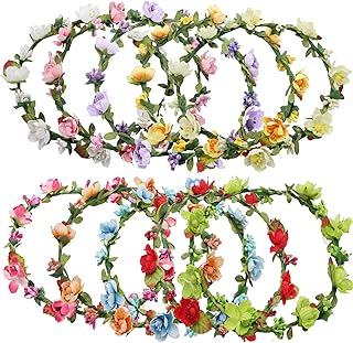 Rocutus 10pcs Bohemian Flower Crown Floral Wreath Garland Headbands Flow...