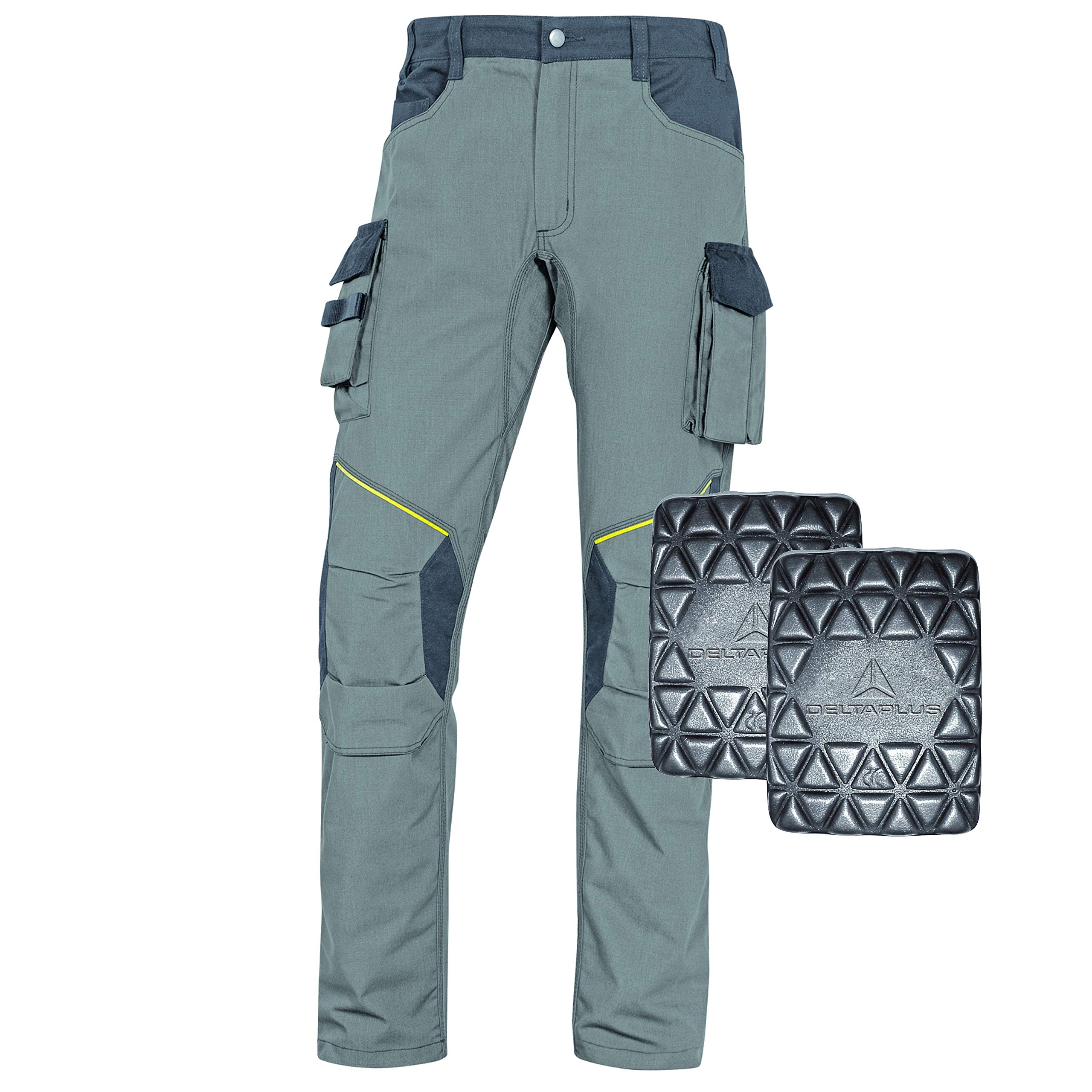 Deltaplus Men's Light Grey Delta Plus Mcpa2 Mach Corporate Ripstop Cargo Action Work Trousers With Kneepads (, Large)