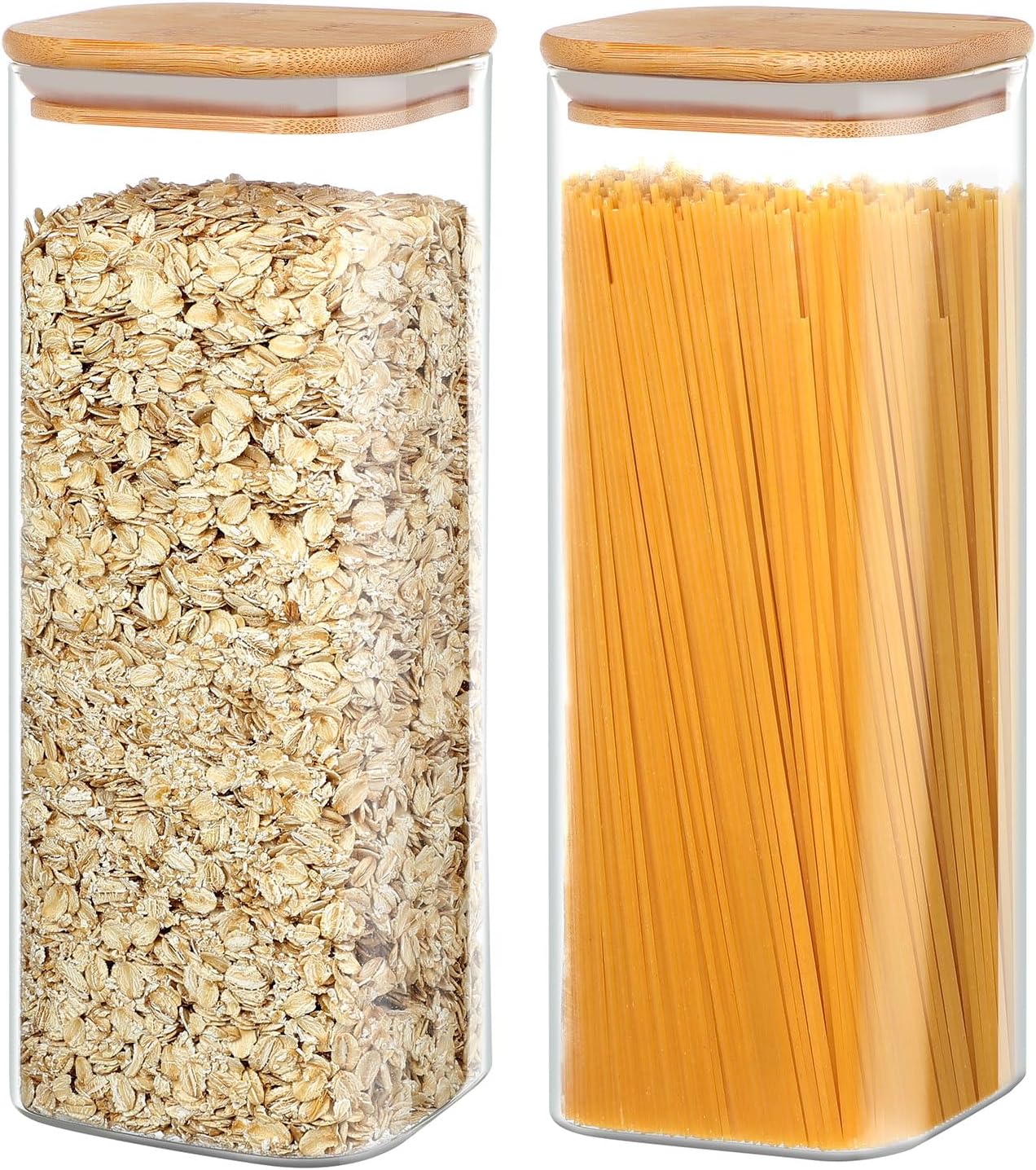 YUEYEE 2 Pack 2100ml Glass Containers with Lid,Glass Spaghetti Storage