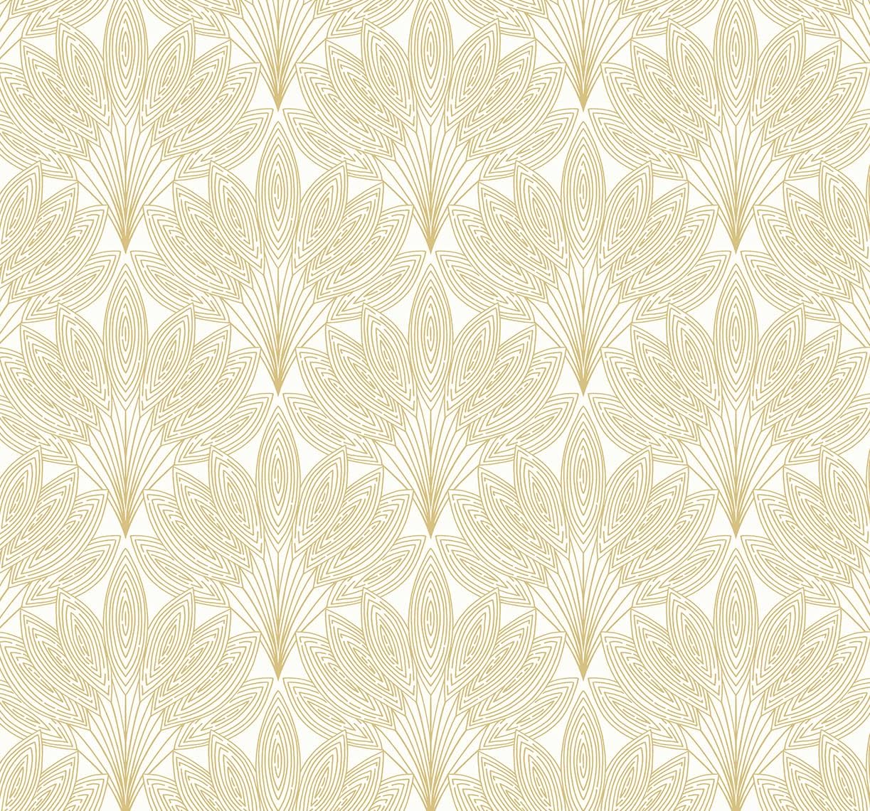 NextWall Peacock Leaves Mid Century Peel and Stick Wallpaper (Metallic Gold)