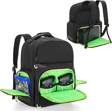 PGmoon Carry Backpack Compatible with Xbox Series X/S Console | Carrying Case with Separate Storage Room for Console, Headset, Controllers, Multiple Pockets for Gaming Accessories