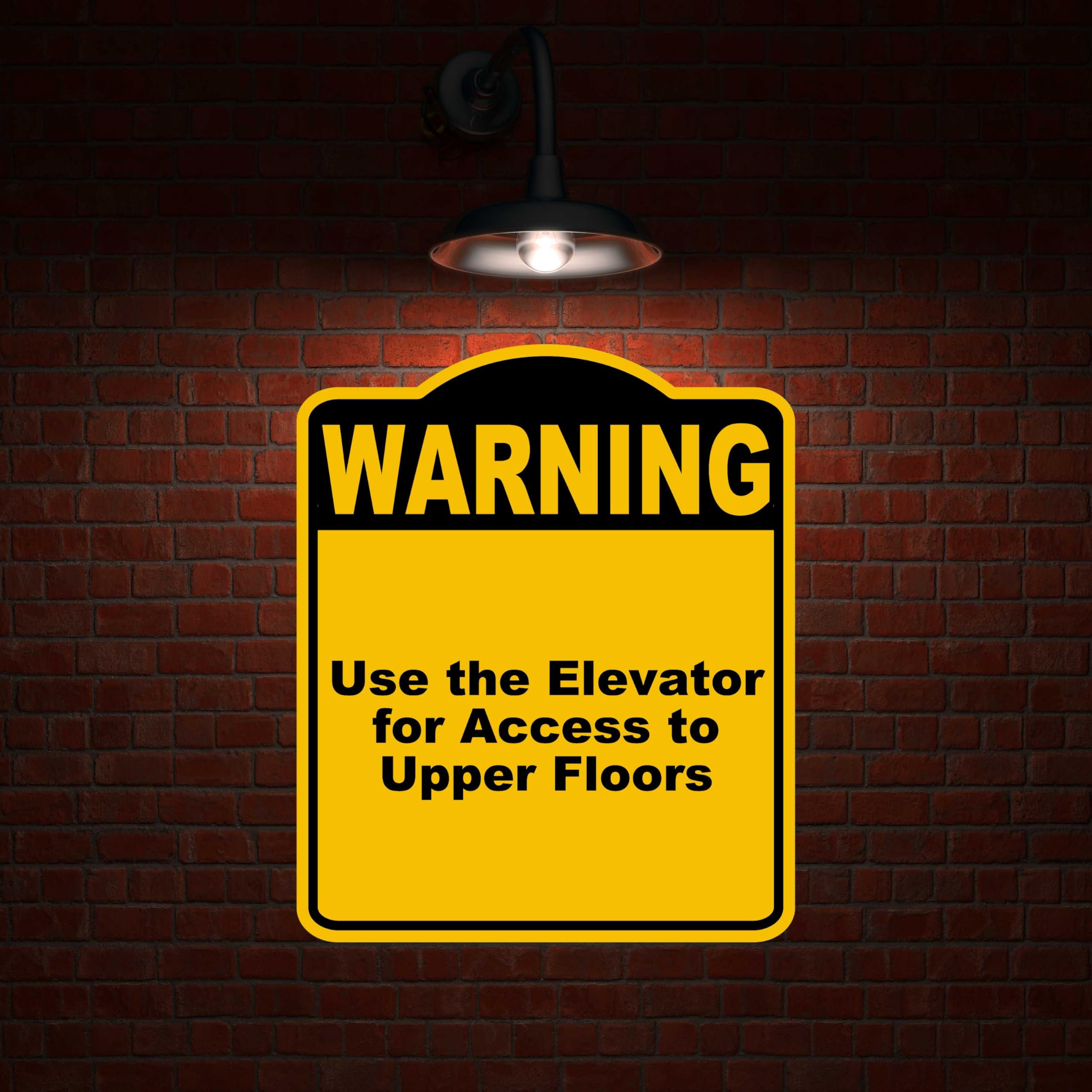 Use the Elevator for Access to Upper Floors Warning Yellow Black Aluminum Composite Sign 8.5 x 10 inches