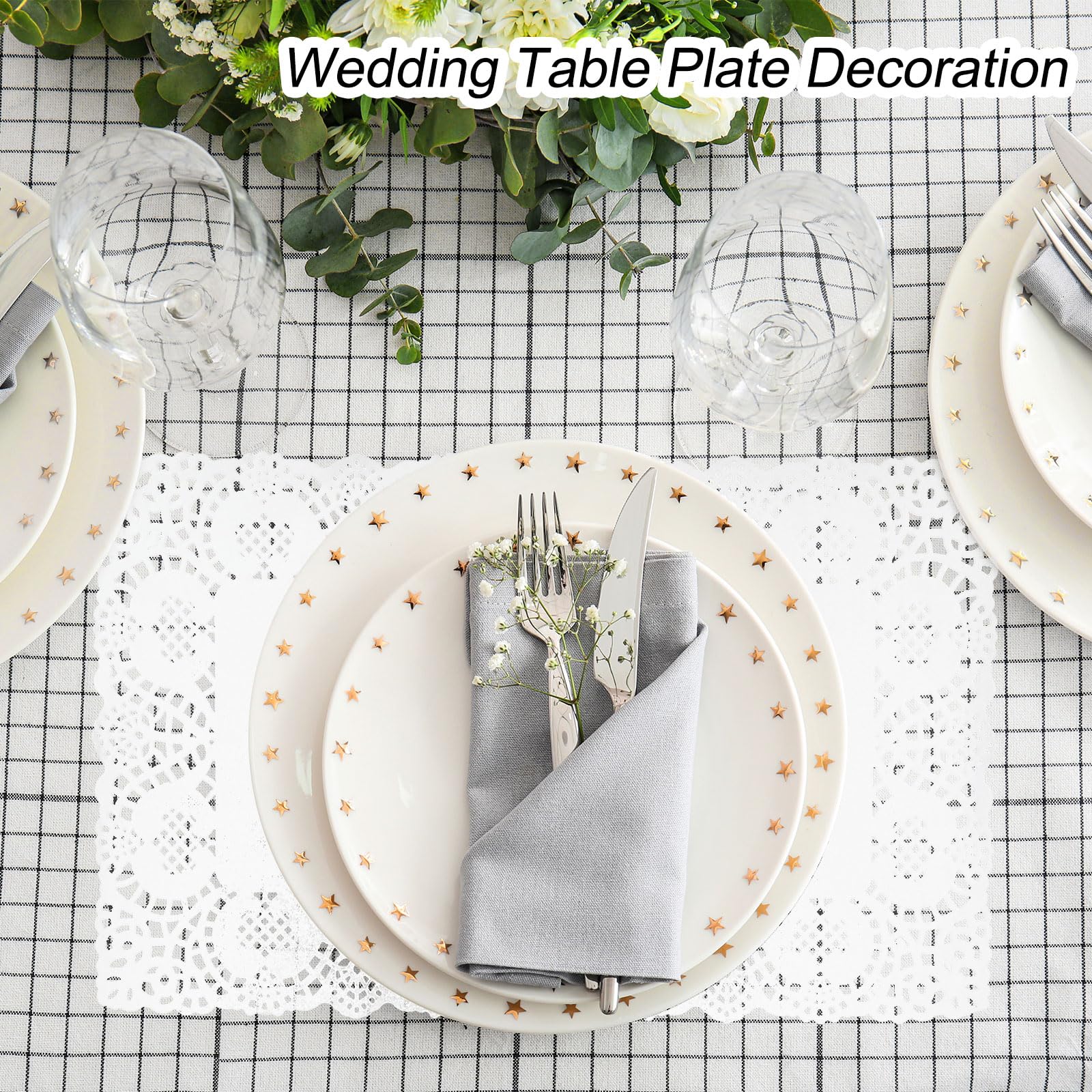 Sourcing Map Lot de 50 napperons rectangulaires jetables en papier dentelle blanche 30,5 x 40,6 cm pour mariage, anniversaire, gâteaux, desserts