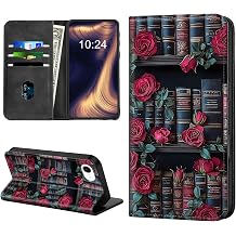 for iPhone 17E Phone Case, Flip PU Leather Kickstand Shockproof Phone Cover for iPhone 17E, Phone Wallet with Card Holder Slot and Magnetic Clasp,Red Roses Bookcase