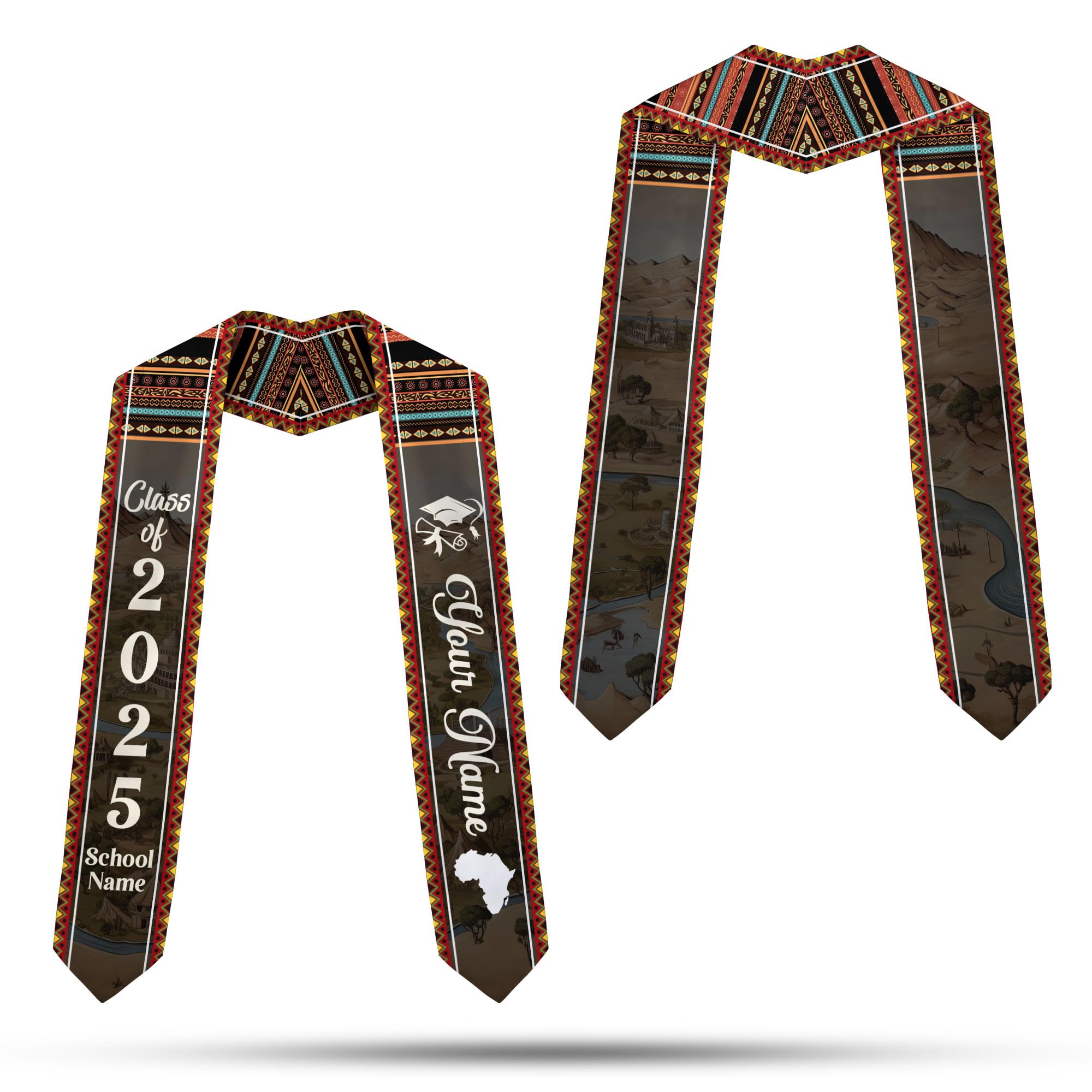 Custom African American Graduation Stole,Personalized Kente Graduation Sash,Class of 2025 African Graduation Stole S283