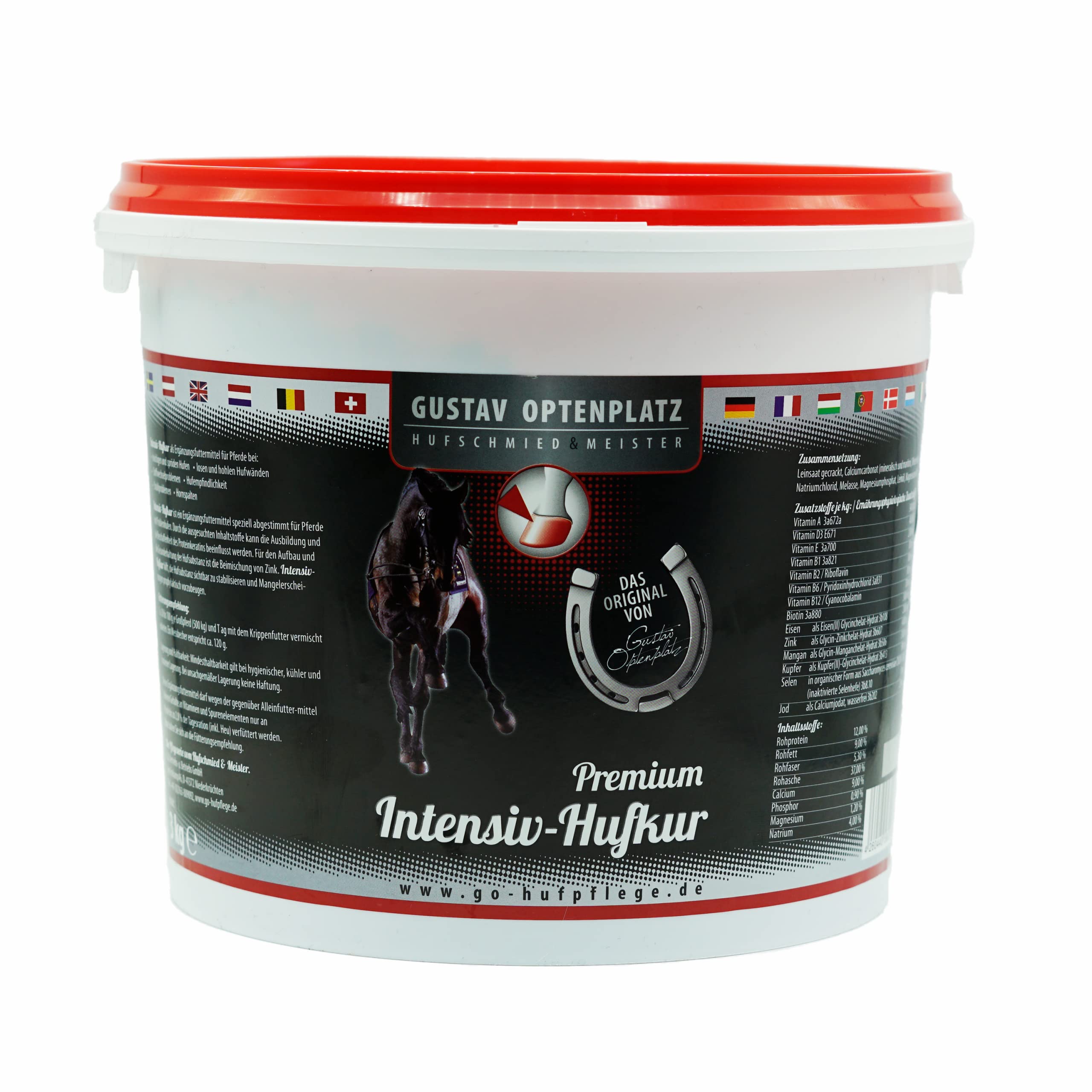 Premium Intensiv Hufkur Futter für Pferde - Hochwertigste Inhaltsstoffe wie Biotin und Zink unterstützen die Hornproduktion und stärken den Huf von innen heraus (3000gr)