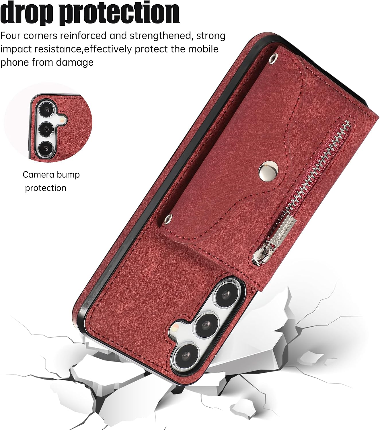 Asuwish Phone Case for Samsung Galaxy S26 5G 2026 Wallet Cover with Wrist Crossbody Strap Lanyard Credit Card Holder Stand Leather Cell Accessories S 26 26S GalaxyS26 Women Men Red