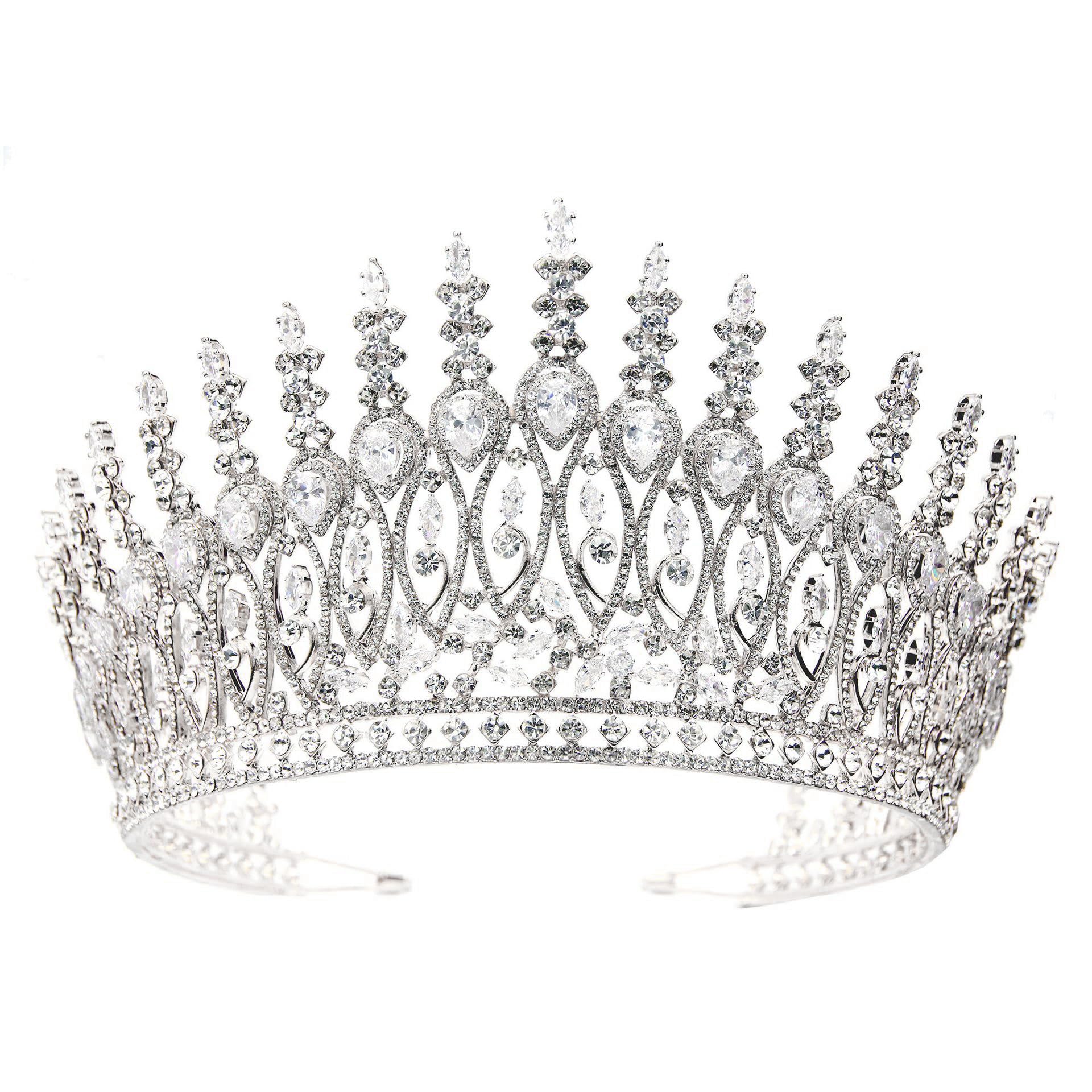 Tall Wedding Tiaras for Bride Large Queen Crowns 5A Cubic Zirconia Princess CZ Bridal Headband for Bride Party Big Pageant Crown for Women Huge Crystal Headpiece Bridal Hair Accessories