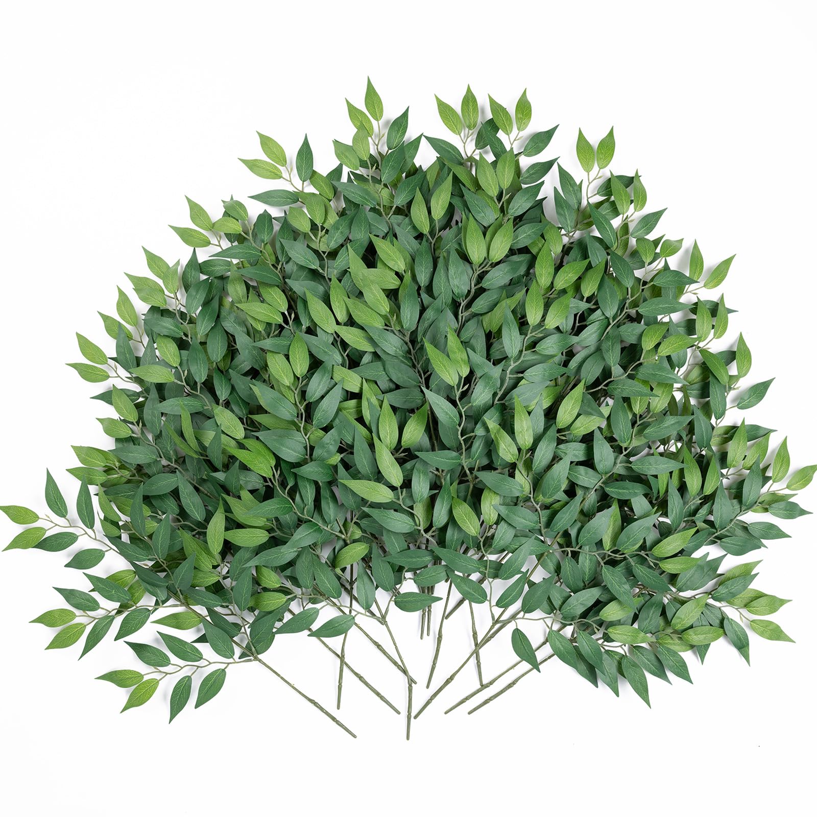 mizii 24pcs italian ruscus artificial greenery stems silk green leaves 20in fake spray plants stem garland greenery decoration for centerpieces wedding arch flower bouquet table room wall decor (24)