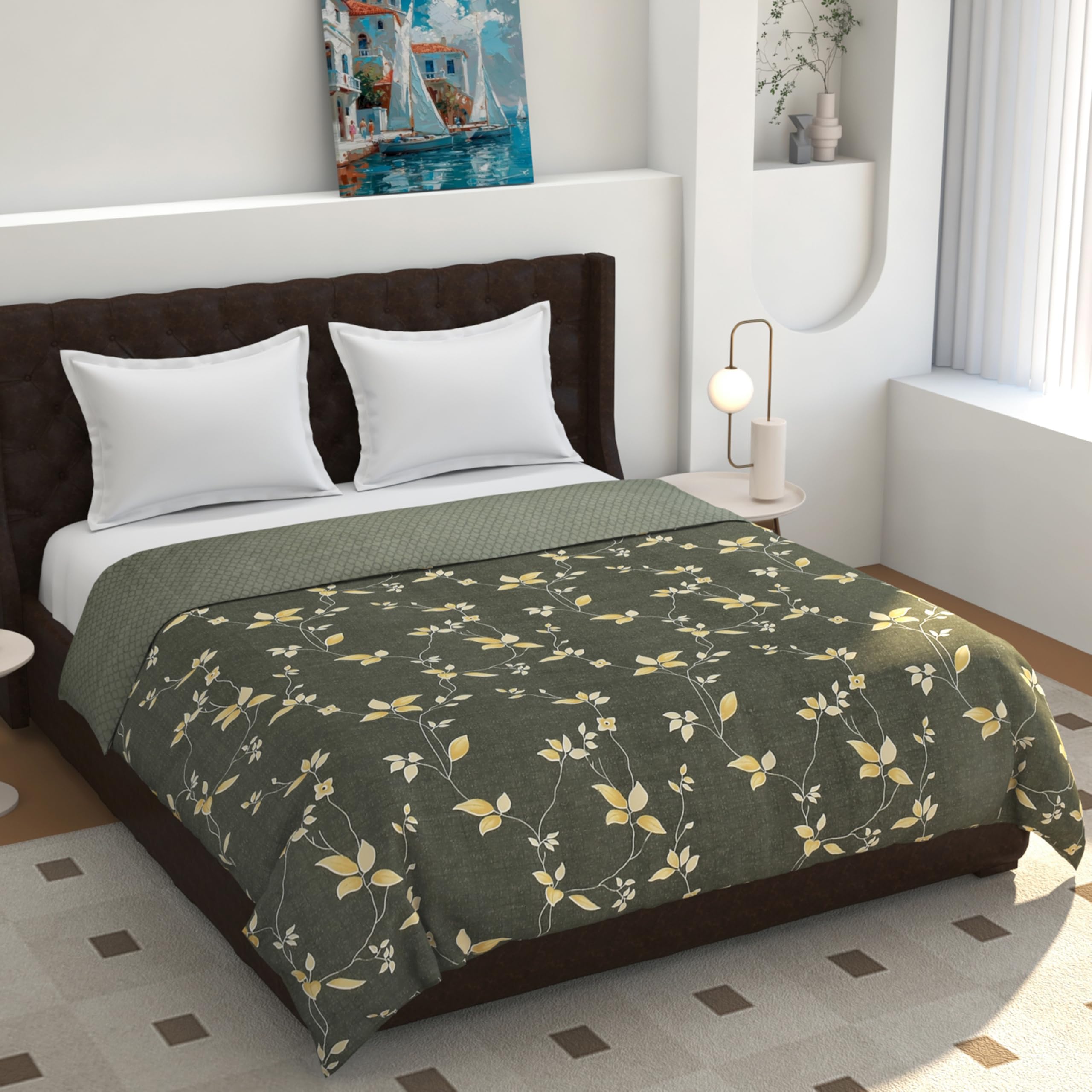 Fresh From Loom Reversible Rajai Cover/Blanket Cover/Quilt Cover/Comforter Cover Super Soft Microfiber Cotton Double Bed Duvet Cover King Size with Zipper, (90 x 90 inch, Pack of 1)