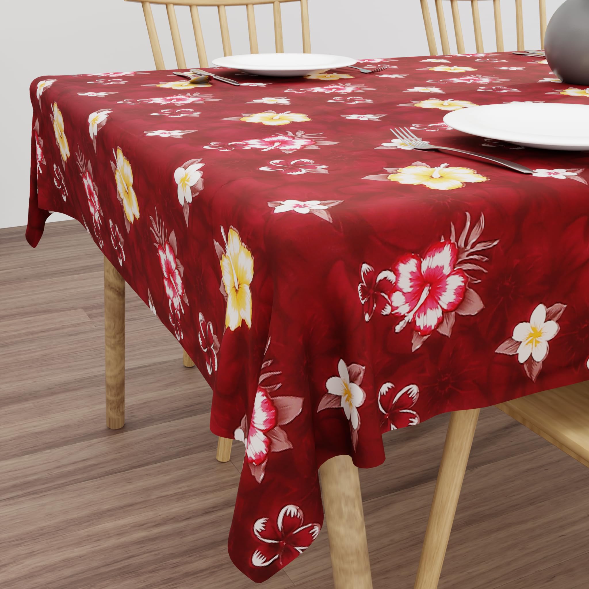 Wings Star Premium Center Table Cover, PVC Fabric, 40x60 inch Size | Table Cloth 4 Seater | PVC 4 Seater Rectangular Center Table Cover | Table Cloth for Dining, Party, Events | Heatproof Maroon