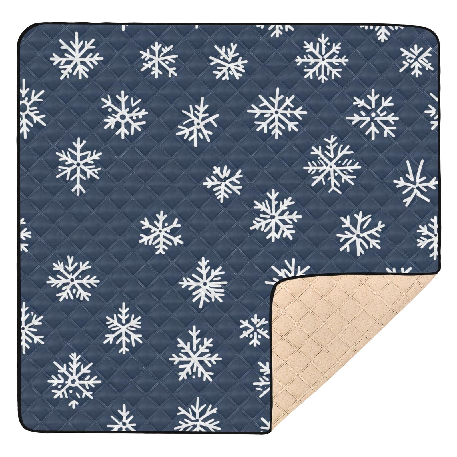 BOESI Graffiti Snowflake Pattern Baby Play Mat, 50“ X 50” Washable Folding Crawling Mat, Baby Floor Mat, Soft, Thick, Non-Slip