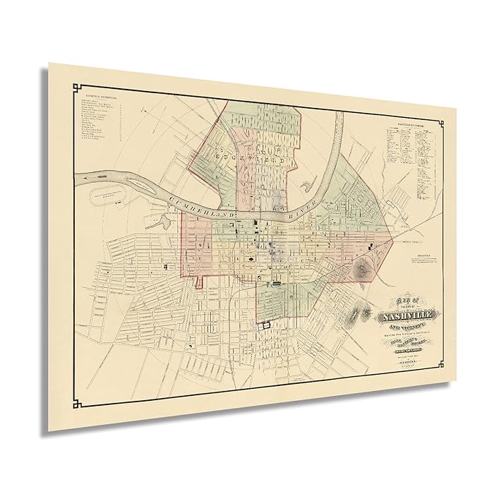 Buy HISTORIX Vintage 1877 Nashville Tennessee Map - 24x36 Inch Vintage