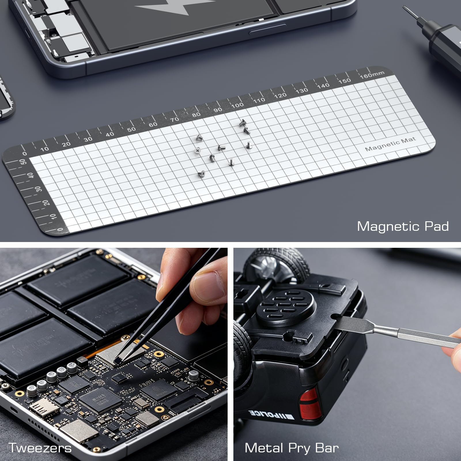 JOREST 70 in 1 Set di mini avvitatori elettrici di precisione : 64 punte magnetiche S2, 5 impostazioni di coppia, kit di attrezzi per riparazioni di iPhone, iPad, MacBook, PS5, console di gioco