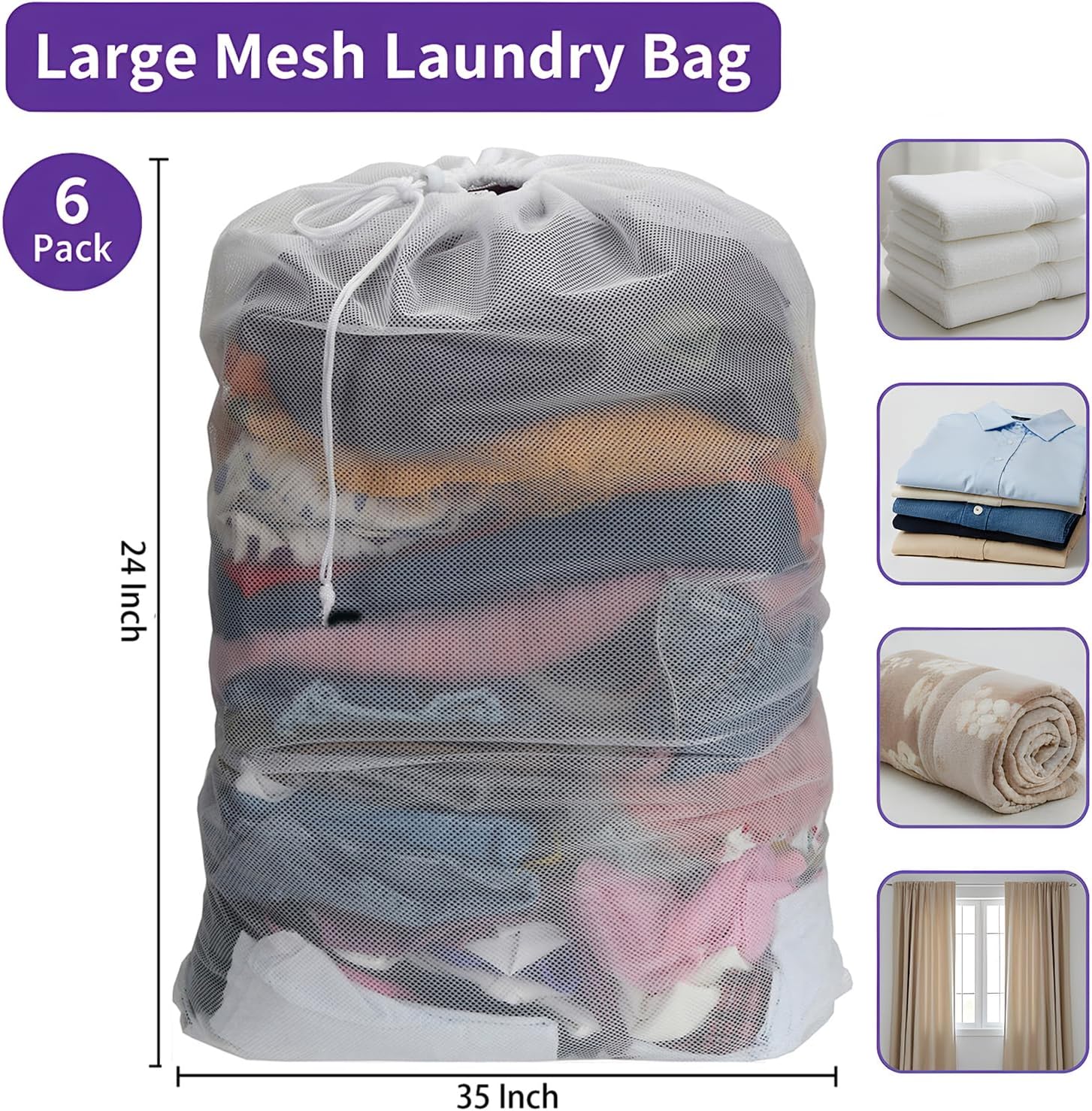 Nicm Mesh Laundry Bag with Dstring Closure, Heavy Duty Extra Lar