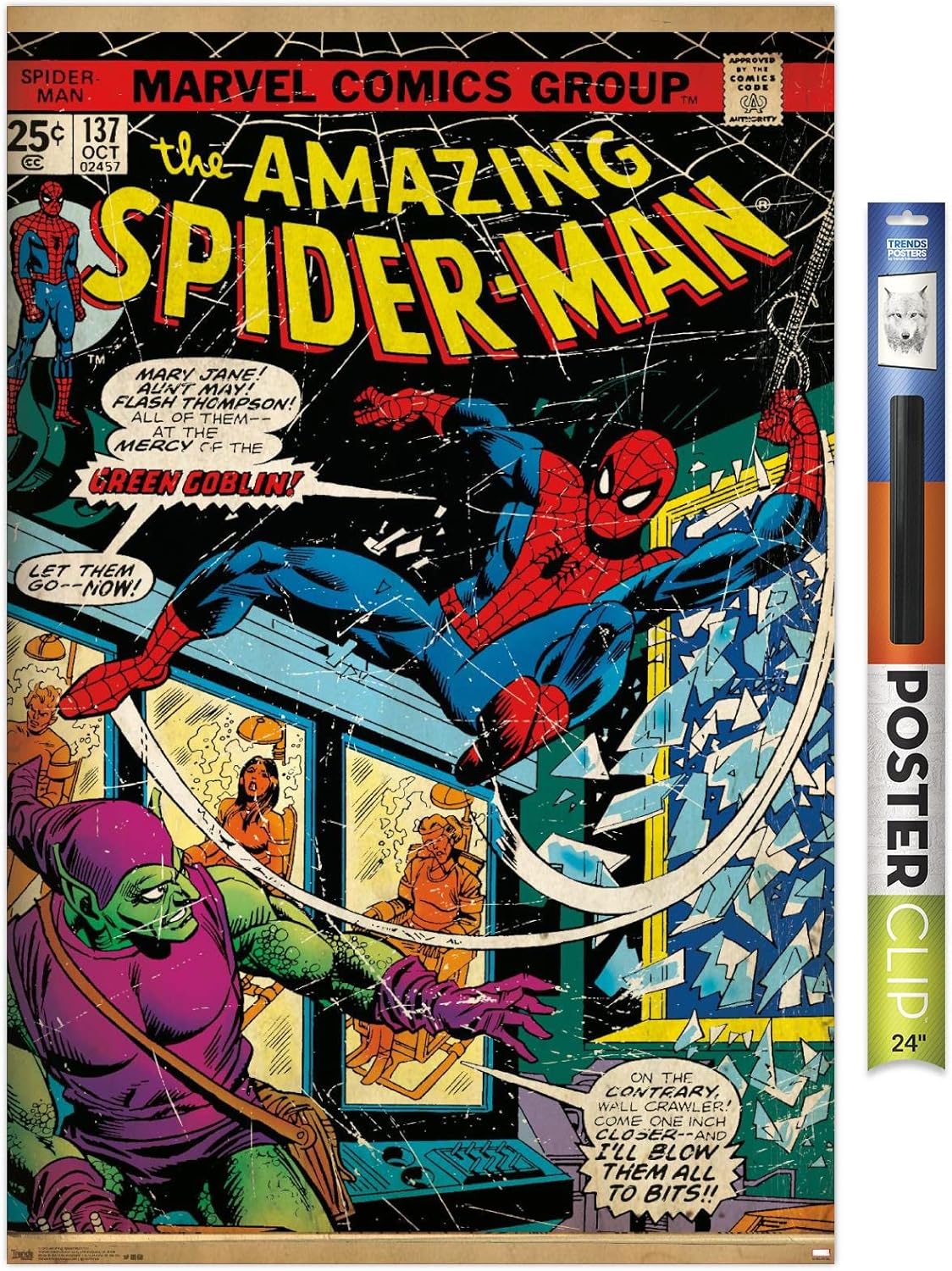 Trends International Marvel Comics - Spider-Man - Cover #137 Wall Poster, 14.725" x 22.375", Black Framed Version