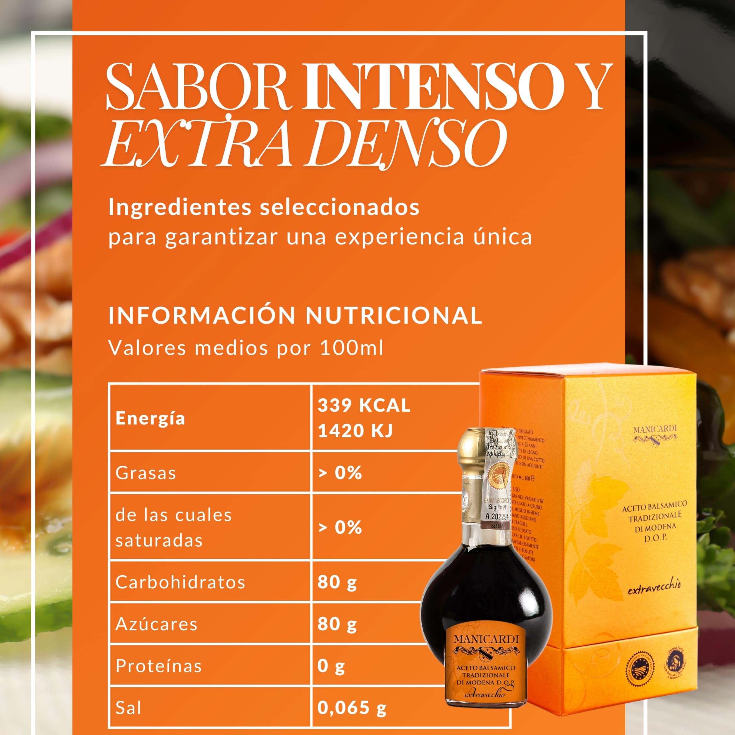 MANICARDI Vinagre Balsámico Tradicional de Módena DOP Extravejo – Envejecido 25 Años, Perfecto para Snacks, Pasta, Verduras, Aderezos para Ensalada y Carne – Producto en Italia, 100 ml