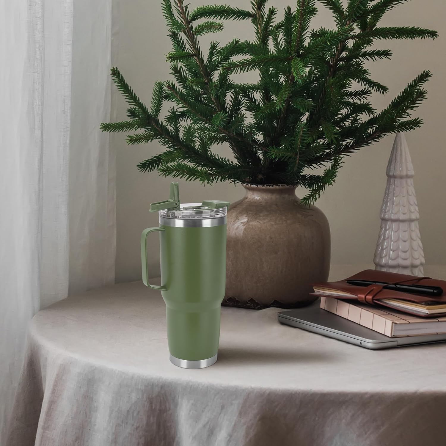 HASLE OUTFITTERS 30oz Tumbler With Handle, Insulated Travel Coffee Mug With Straw Leak-Proof Double Wall Stainless Steel Vacuum Tumblers Metal Cup with Straw for Hot and Cold Drink - Image 6