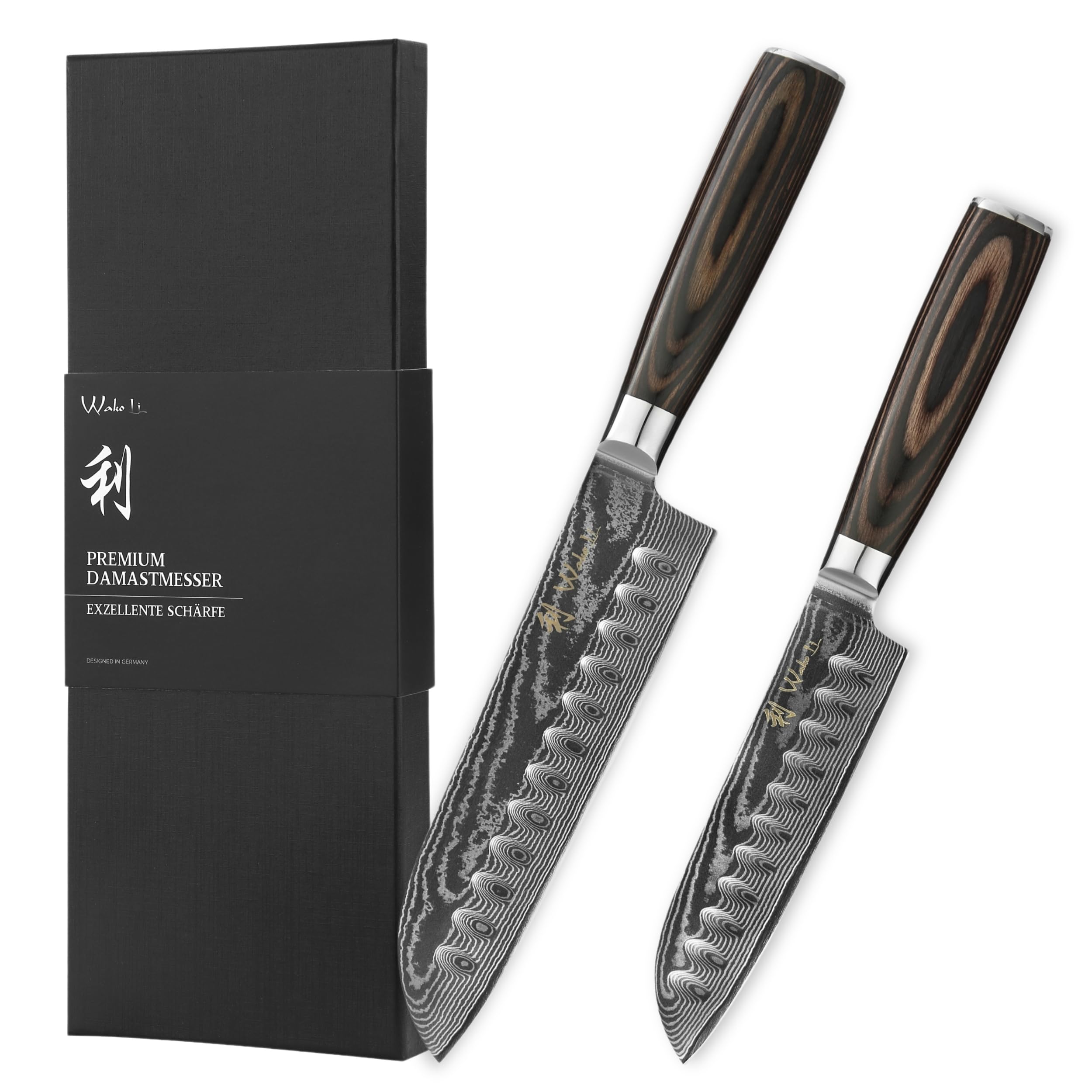 Wakoli EDIB Essentials Santokumesser Set 2-teilig, 67 Lagen Damaststahl