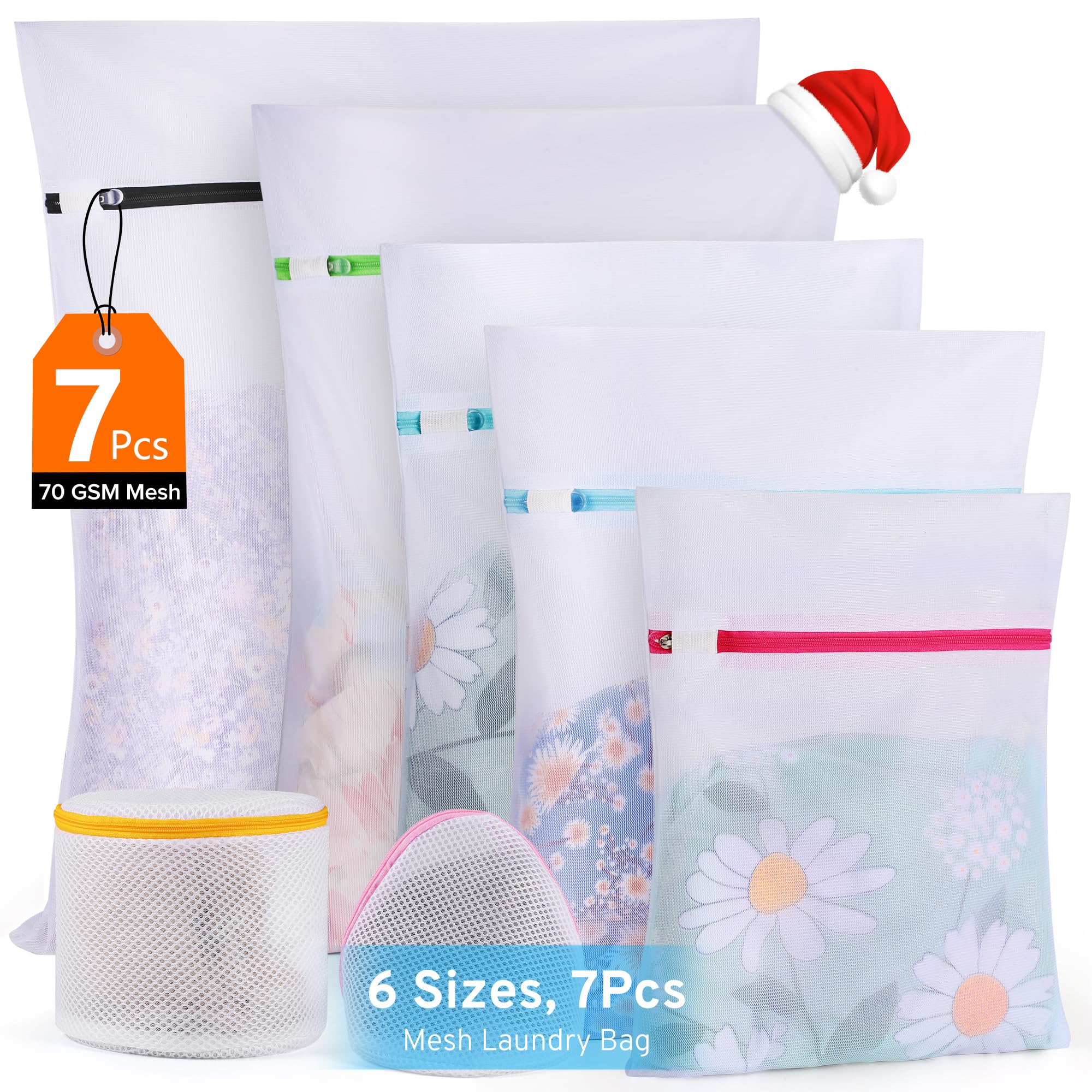 Ultimate 7 Pack 6 Size Mesh Laundry Bags Set for Delicates with AUTO-Lock Zipper, Lingerie Bags for Washing Delicates, Laundry Bags Mesh Wash Bags, Delicates Laundry Bag for Jeans,Blouse,Stocking,Bra