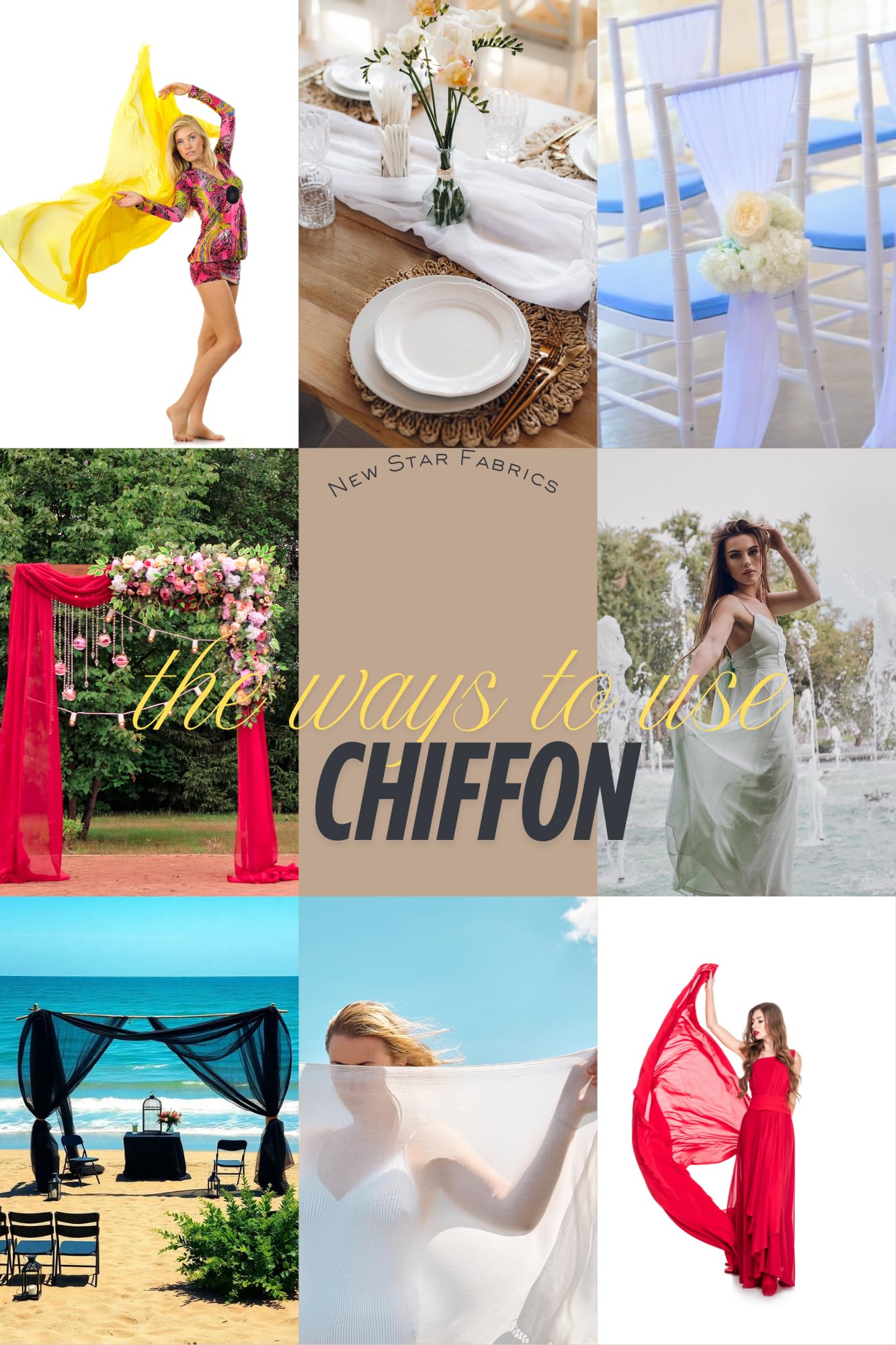 New Star Fabrics Chiffon Fabric, Continuous 60