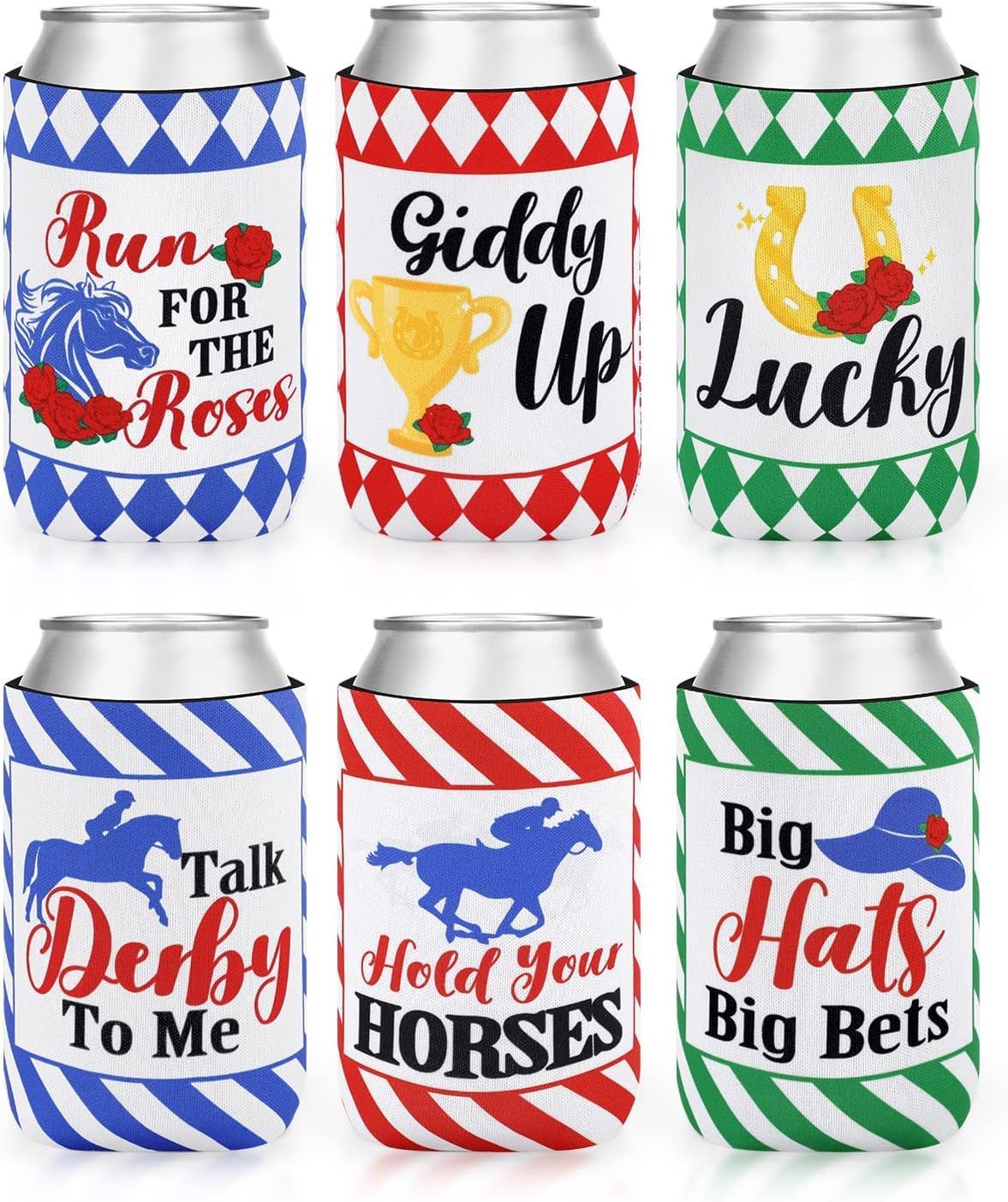 12PCS Kentucky Derby Party Can Cover Sleeve Derby Day Party
