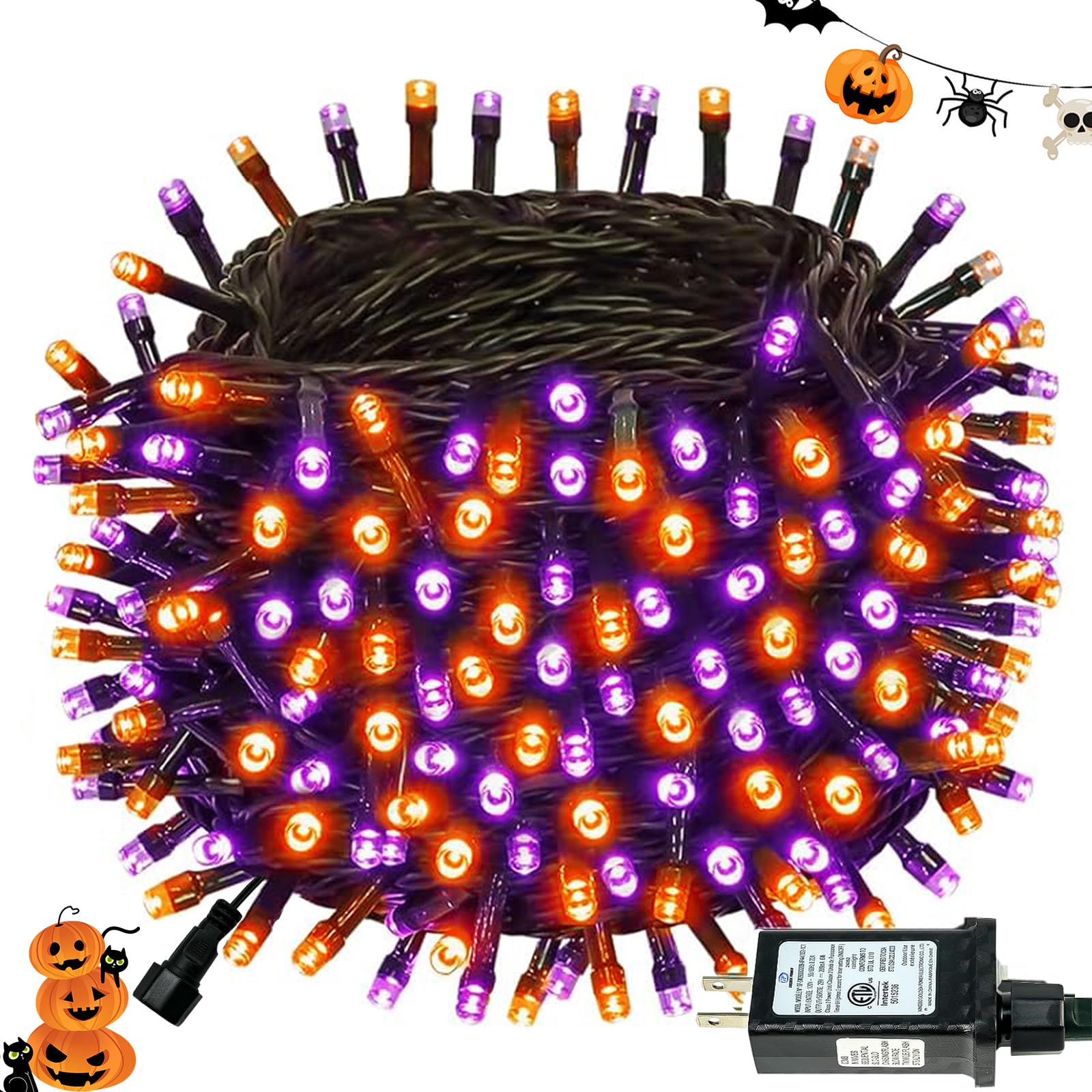 Connectable 88Ft 240LED Halloween Lights Outdoor Indoor, Purple &amp; Orange