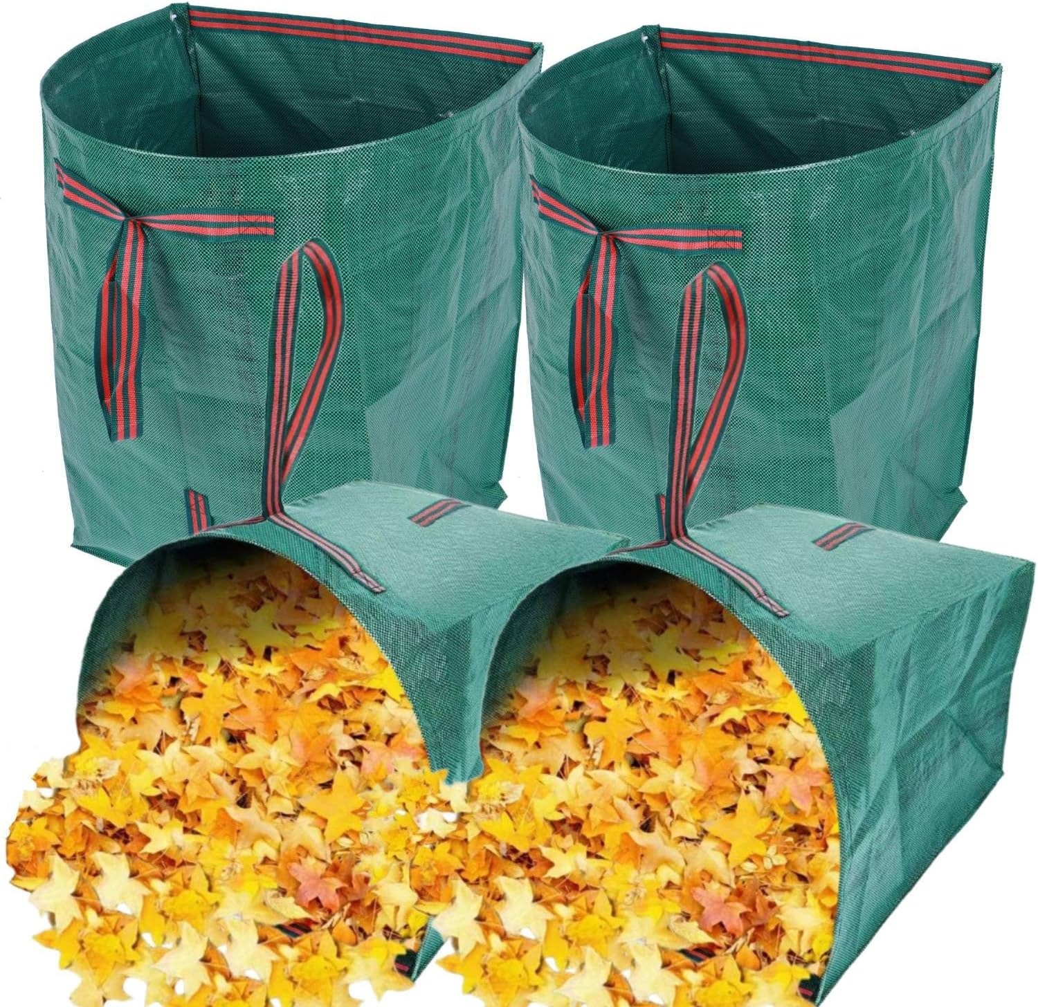 4-Pack leaf collectors,Large Yard Dustpan-Type 53-Gallon Garden Bag for Collecting Leaves，Reuseable Heavy Duty lawn and leaf bags，Garden Waste Container for Clean Up Outdoor Debris Grass Clippings