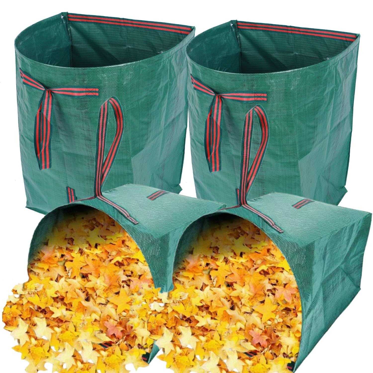 4-Pack 53-Gallon Reusable Collapsible Heavy Duty Leaf Bags with Dustpan