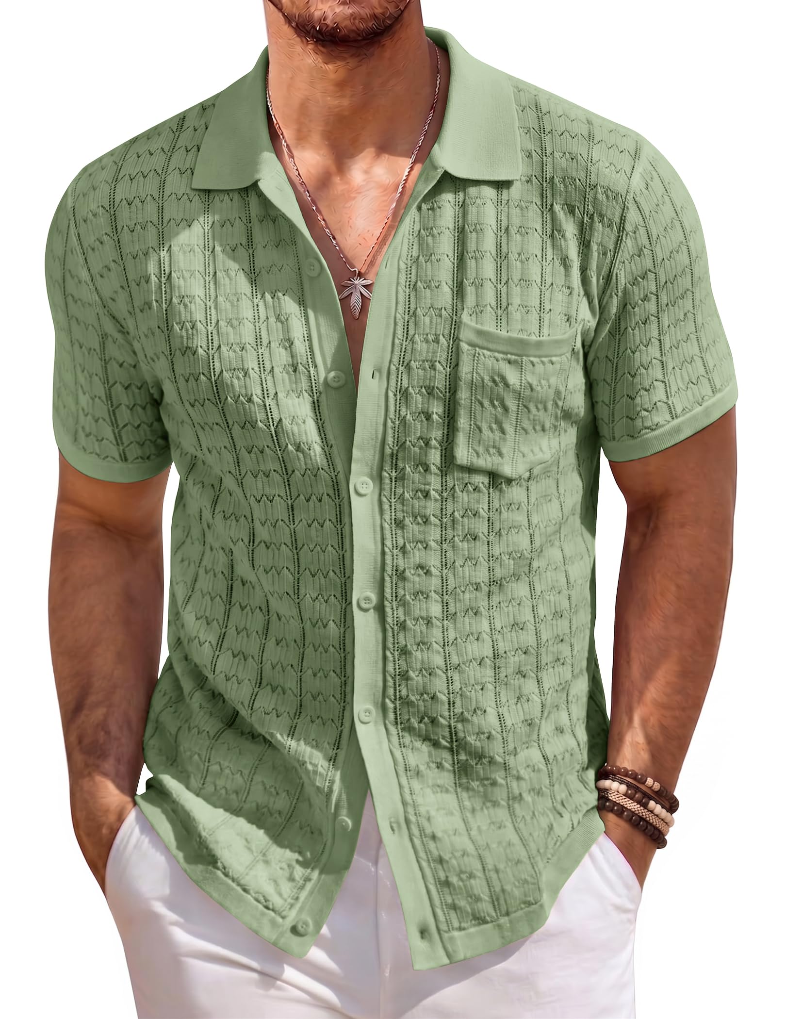 COOFANDY Knit Button Down