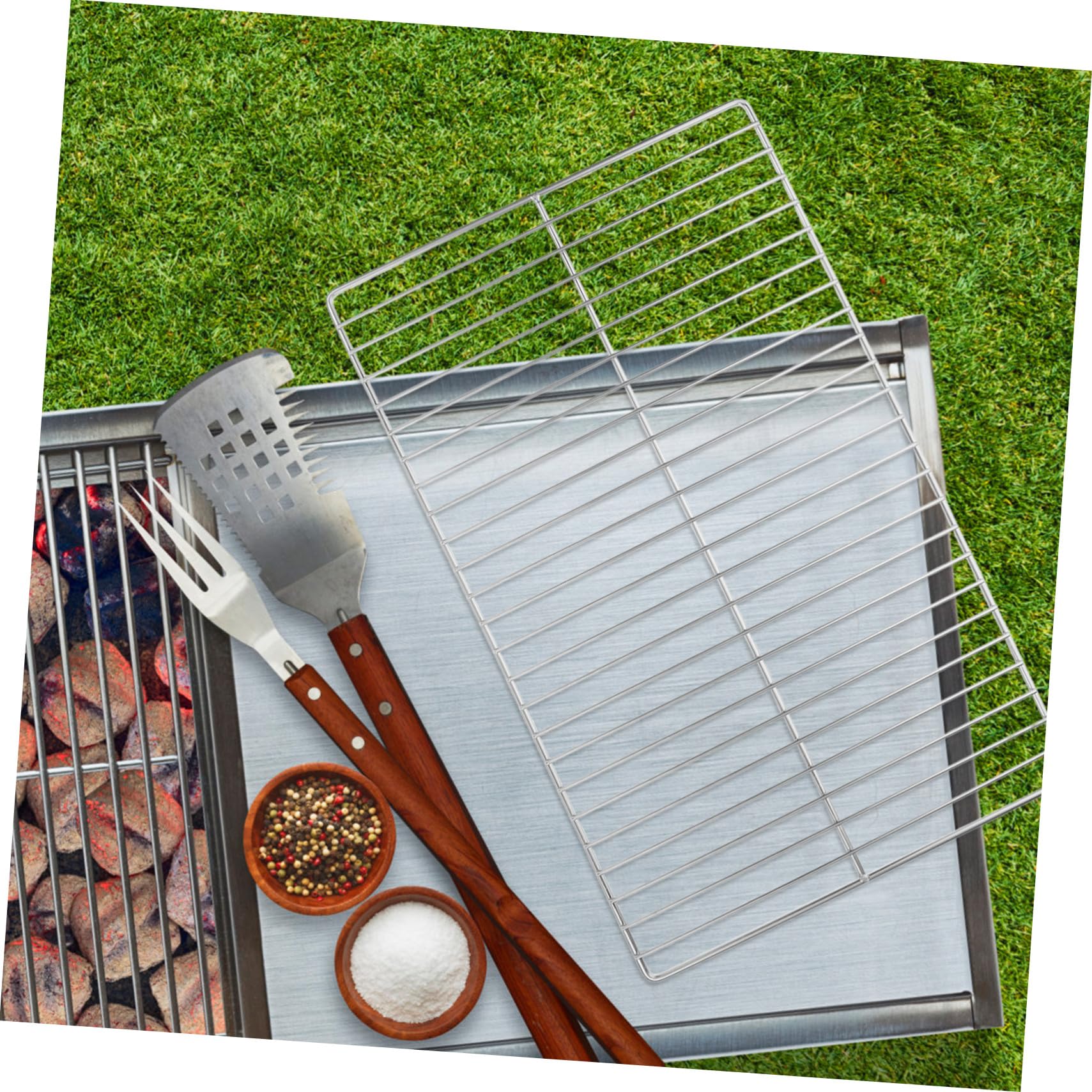 Griglia per barbecue in acciaio inox, griglia di ricambio per barbecue all'aperto, perfetta per carne, verdure, pollame e pesce, accessorio da cucina multiuso