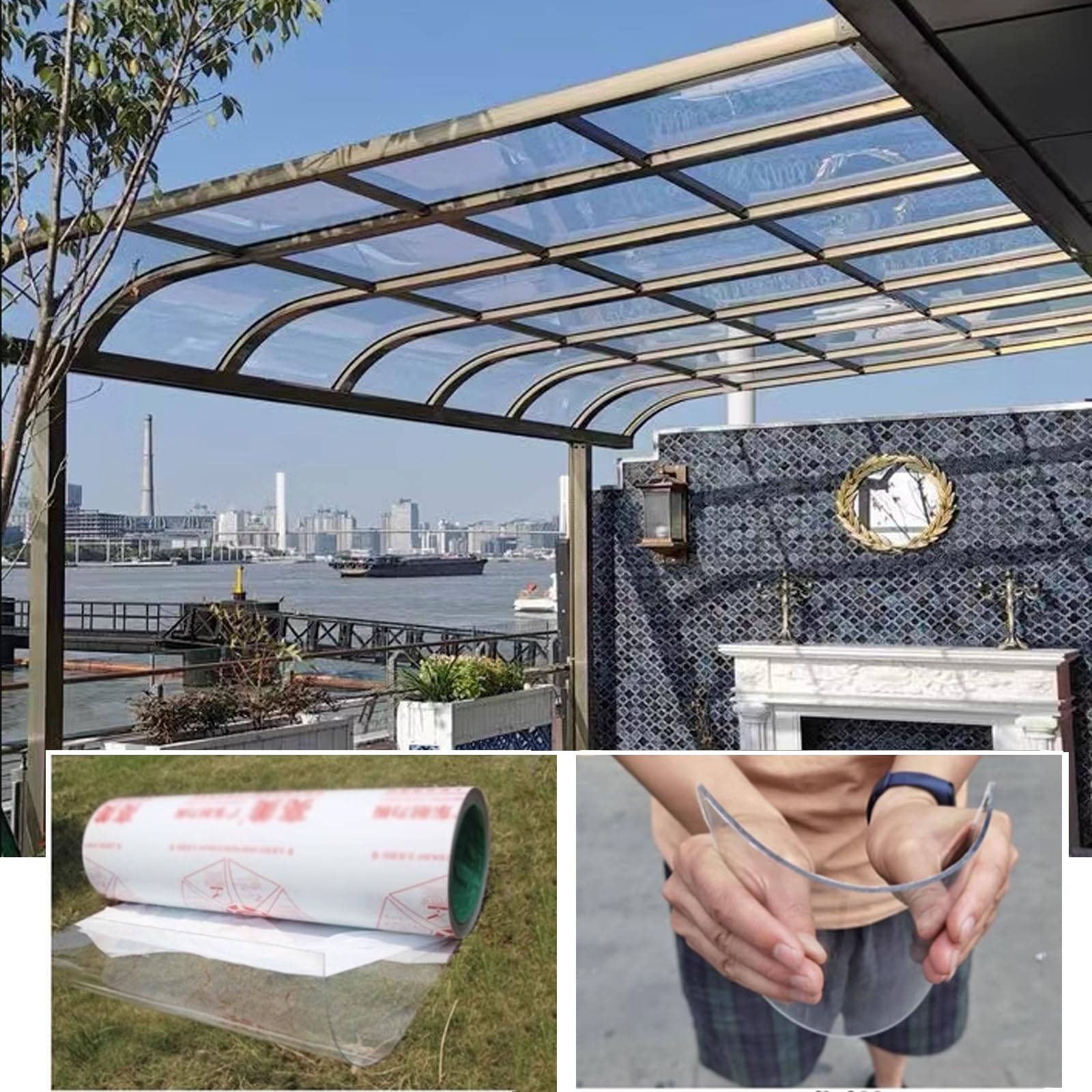 Placas de Policarbonato Planchas Transparentes Impermeable,Láminas de Repuesto para Exterior,Paneles para Tejado,Toldo Marquesina para Jardín Terraza,con Tornillos,Personalizable (1.5x2m)