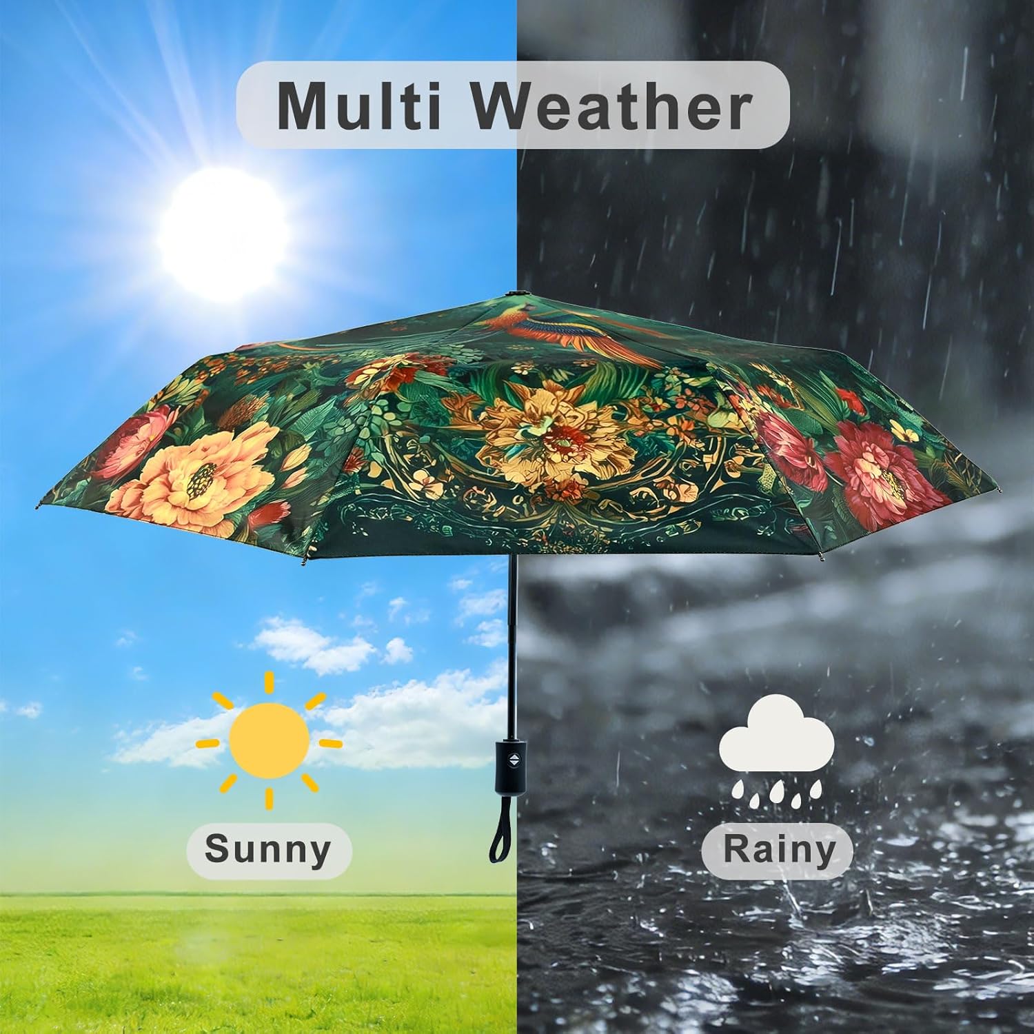 Windproof Travel Umbrella Folding Compact Automatic Umbrellas for Women Men Rain Sun