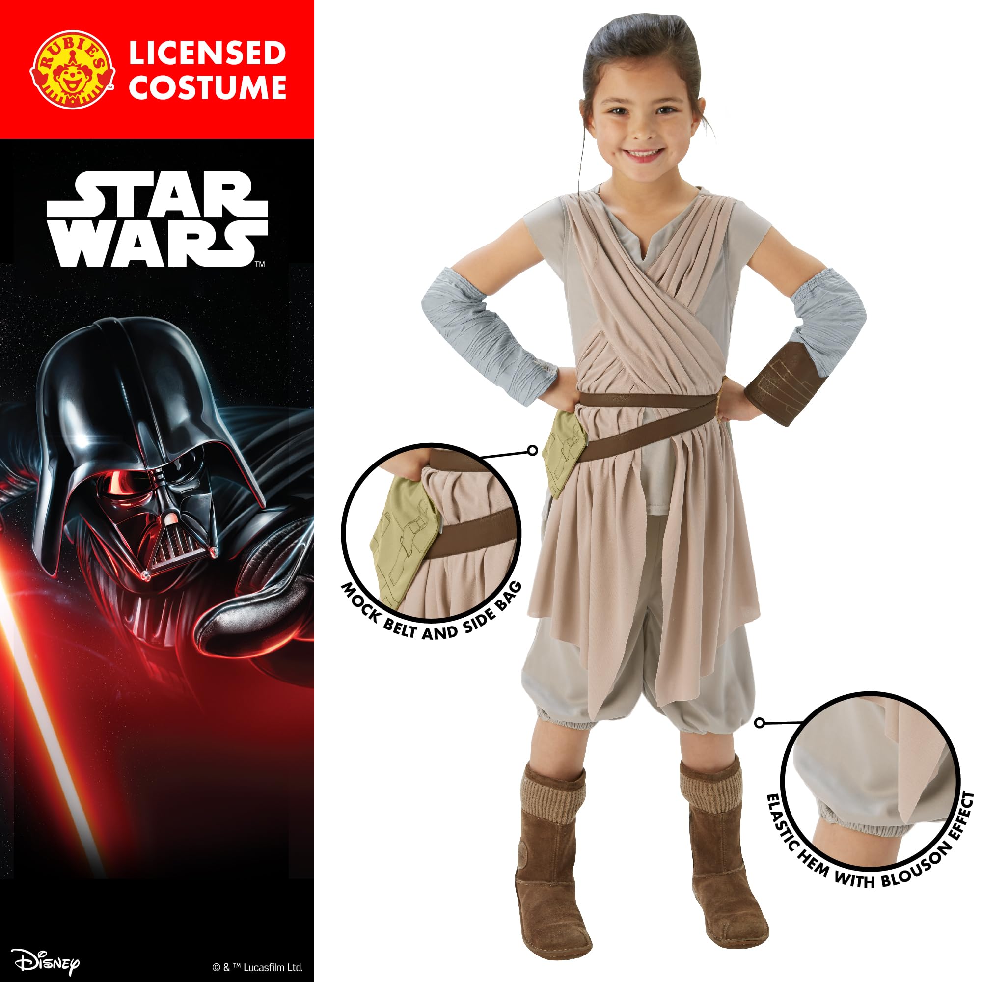 Rubie's Official Disney Star Wars Rey Deluxe kostium dziewczęcy dla dzieci, fantazyjny strój