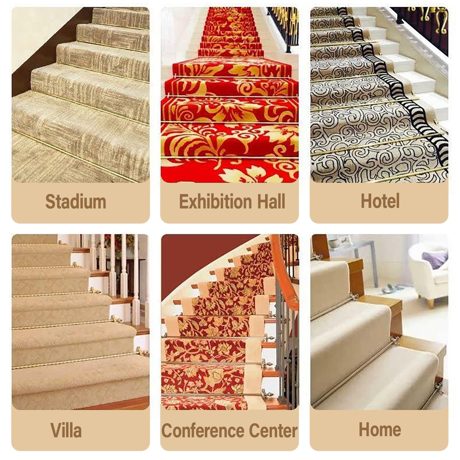 Genérico Barras de latón Ajustables para alfombras de escaleras - 3 Piezas (81 cm) Fáciles de Quitar, seguras y Elegantes para la decoración de escaleras, Que aportan se