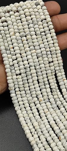 "Hanumat Gems" Lote de 10 hebras hermosas cuentas de howlita blanca natural facetada rondelle, cuentas de howlita rondelle, cuentas facetadas de